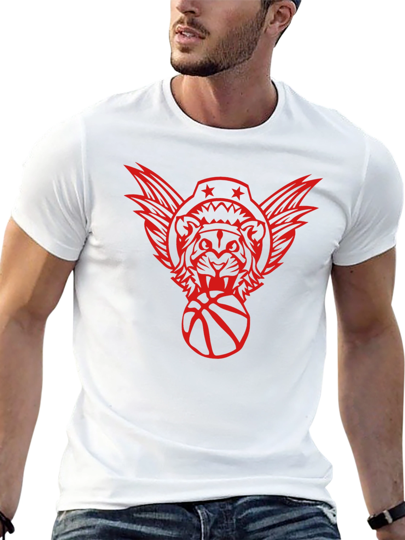 Graphic Print Tee - Tiger Basketball Design