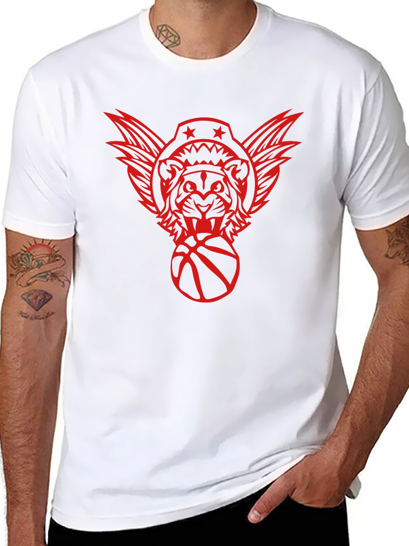 Graphic Print Tee - Tiger Basketball Design