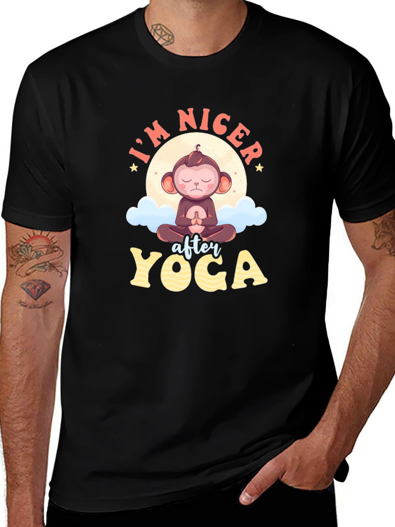 Yoga Monkey Graphic Tee - Mens Black T-Shirt