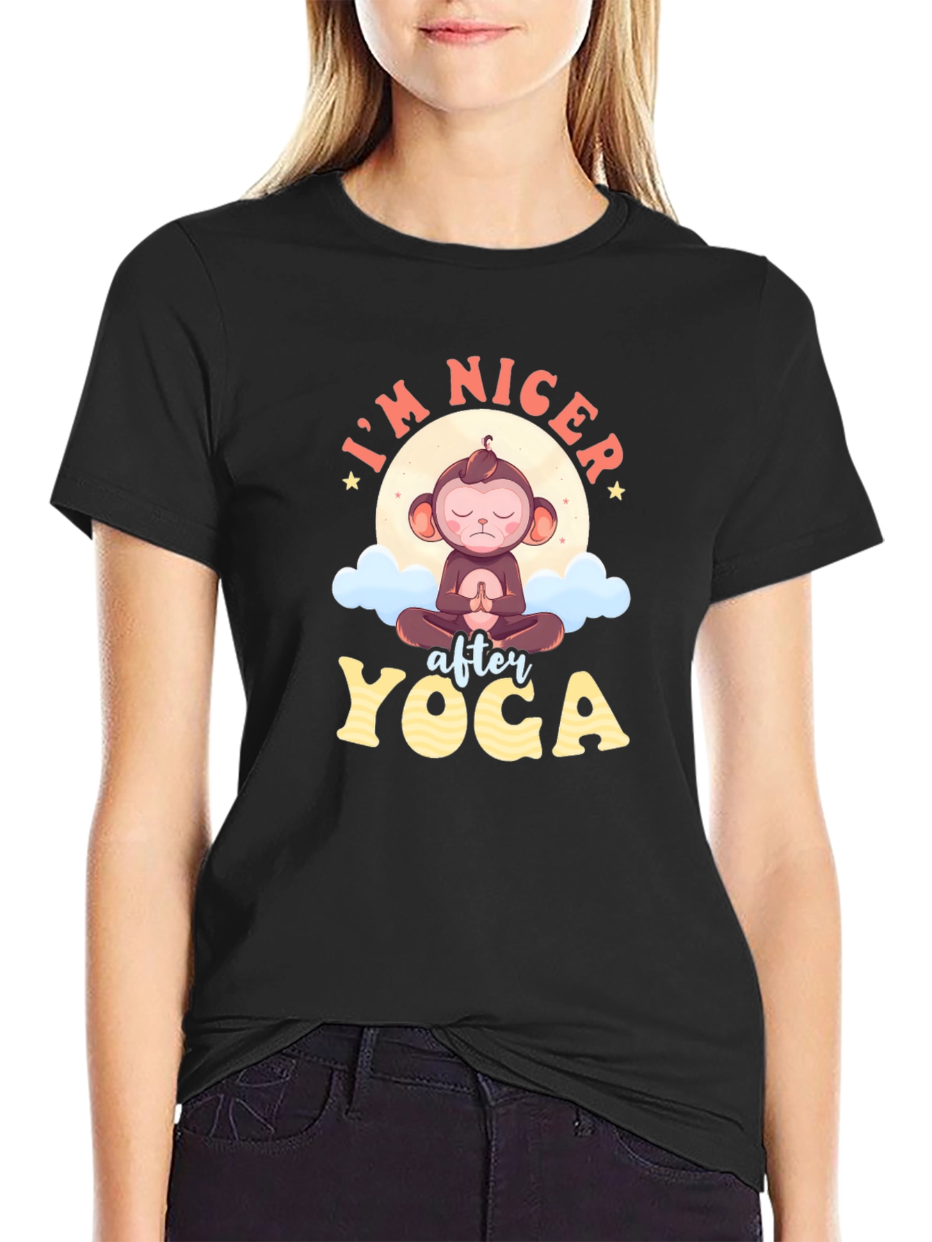 Yoga Monkey Graphic Tee - Mens Black T-Shirt