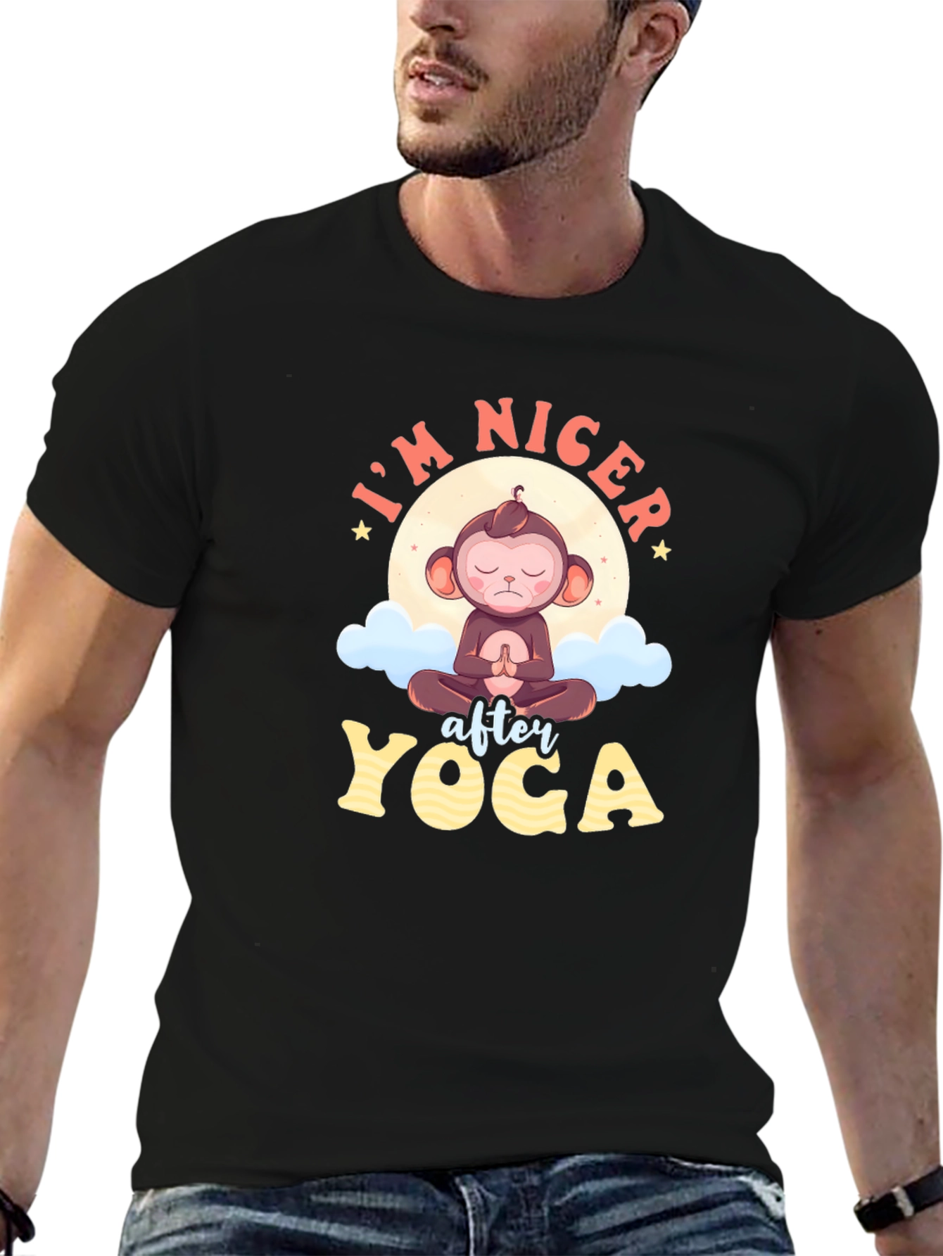 Yoga Monkey Graphic Tee - Mens Black T-Shirt