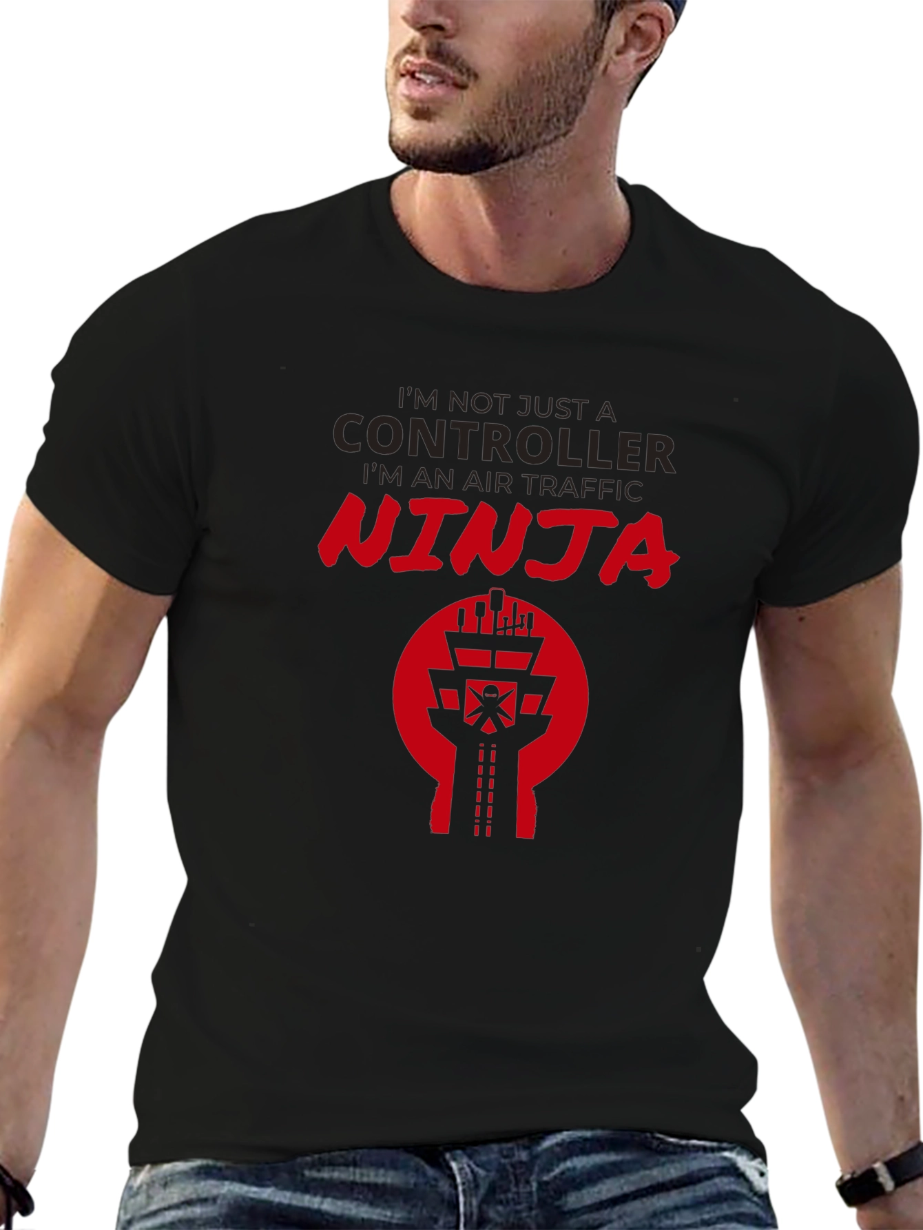 Air Traffic Controller Ninja Black T-Shirt