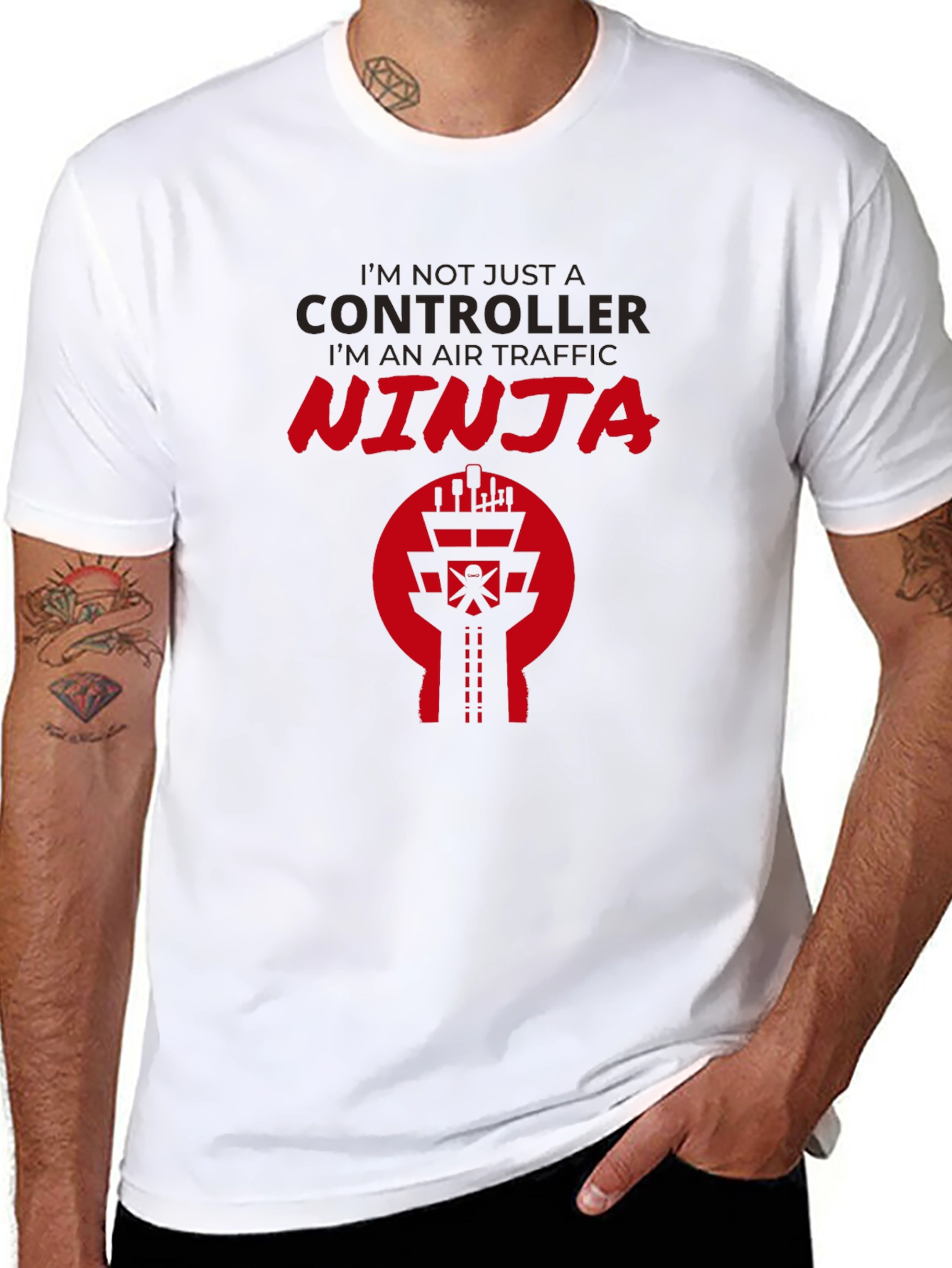 Air Traffic Controller Ninja Black T-Shirt