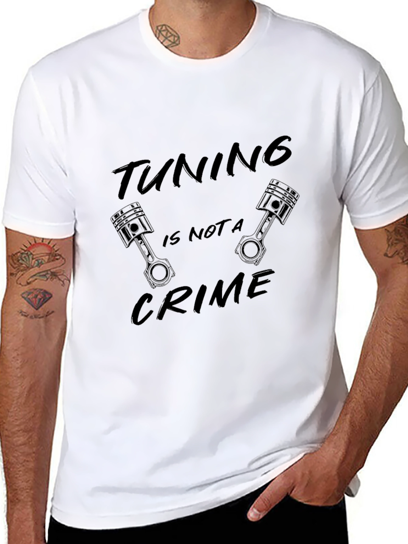 Tuning is Not a Crime Black Graphic T-Shirt