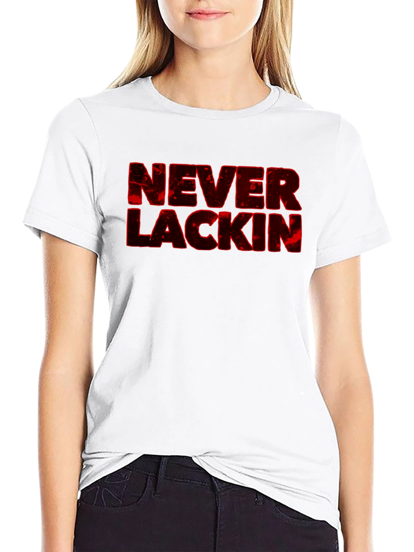 Never Lackin Graphic Print Black T-Shirt