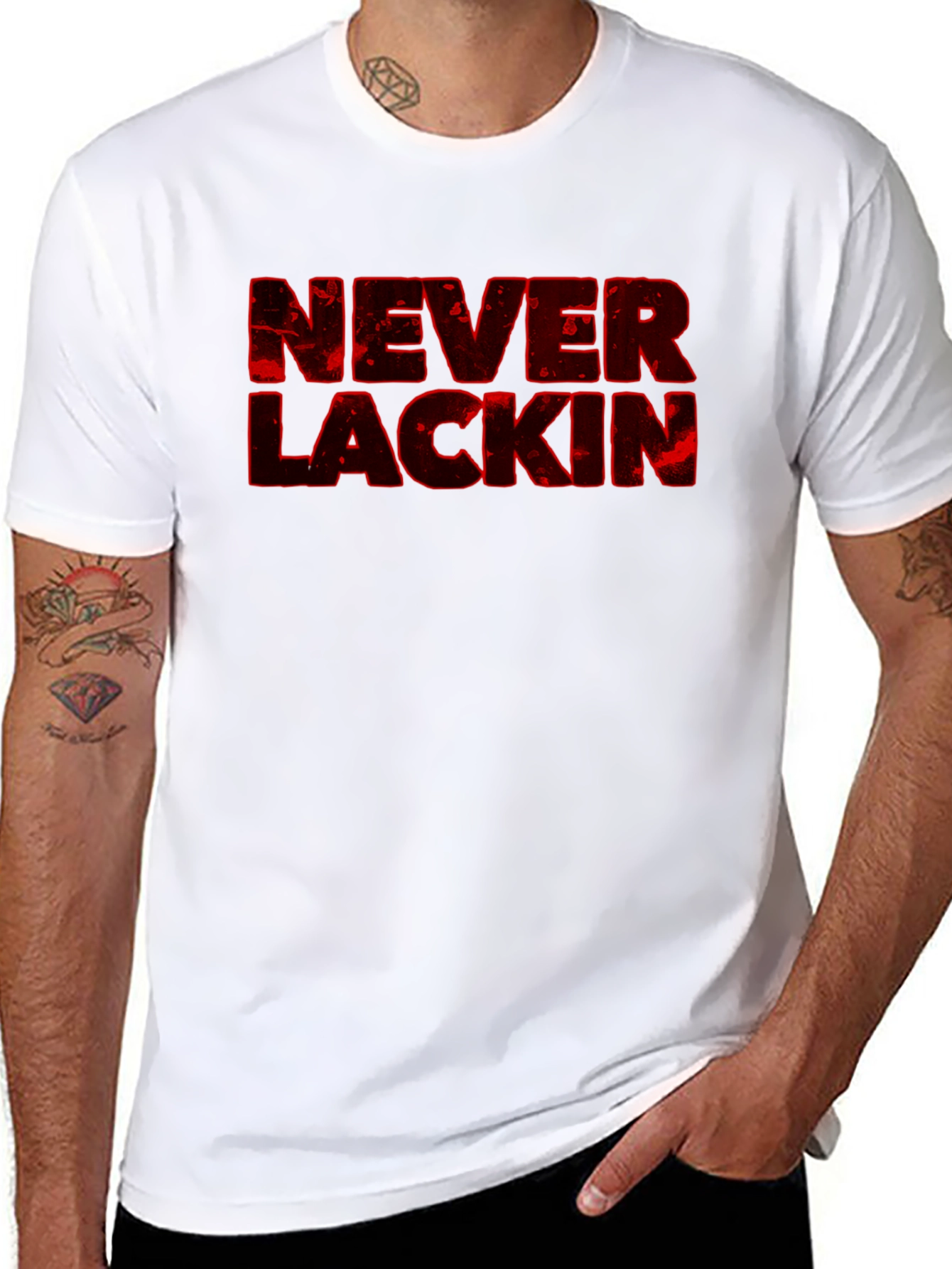Never Lackin Graphic Print Black T-Shirt