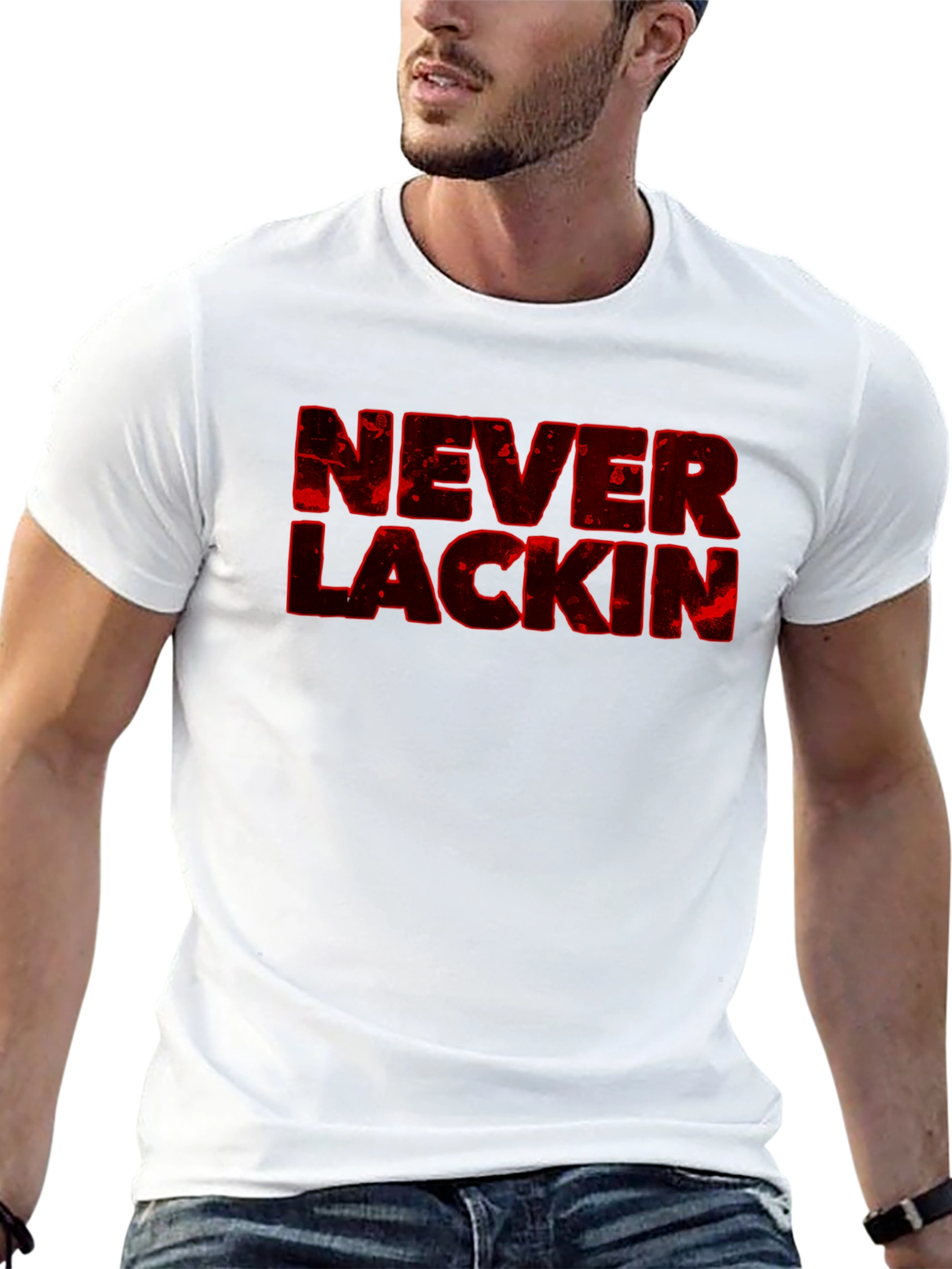 Never Lackin Graphic Print Black T-Shirt