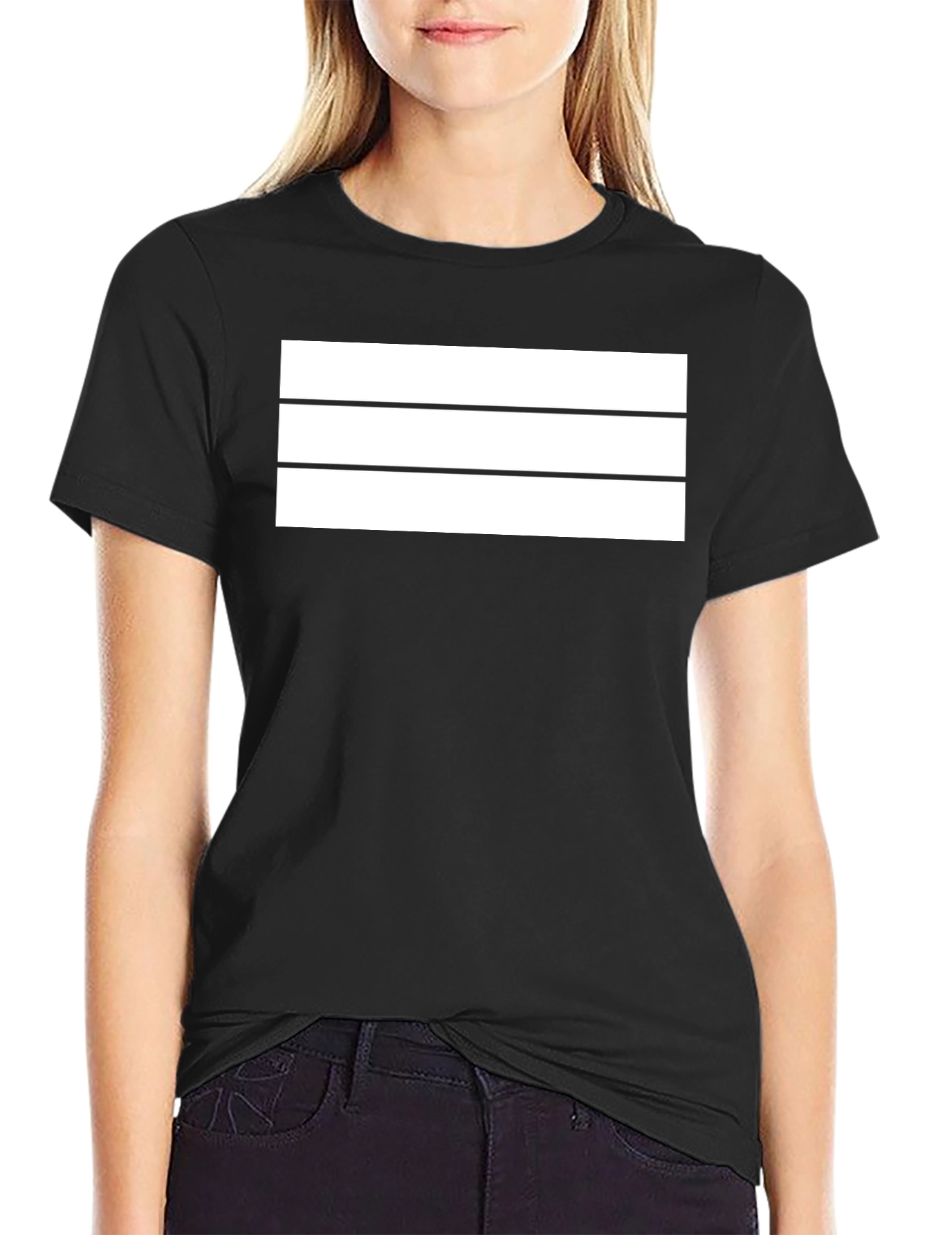 Minimalist Three Stripe Graphic Tee - Black