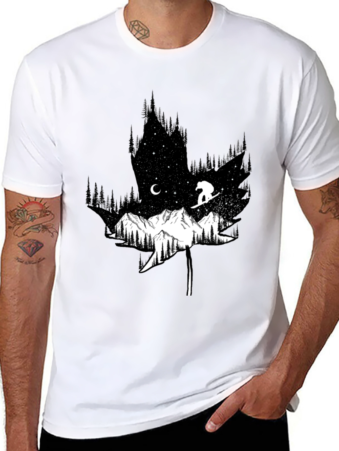 Nature Graphic Tee - Maple Leaf Mountain Design