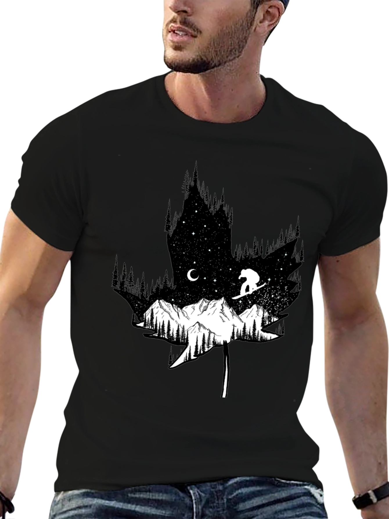 Nature Graphic Tee - Maple Leaf Mountain Design
