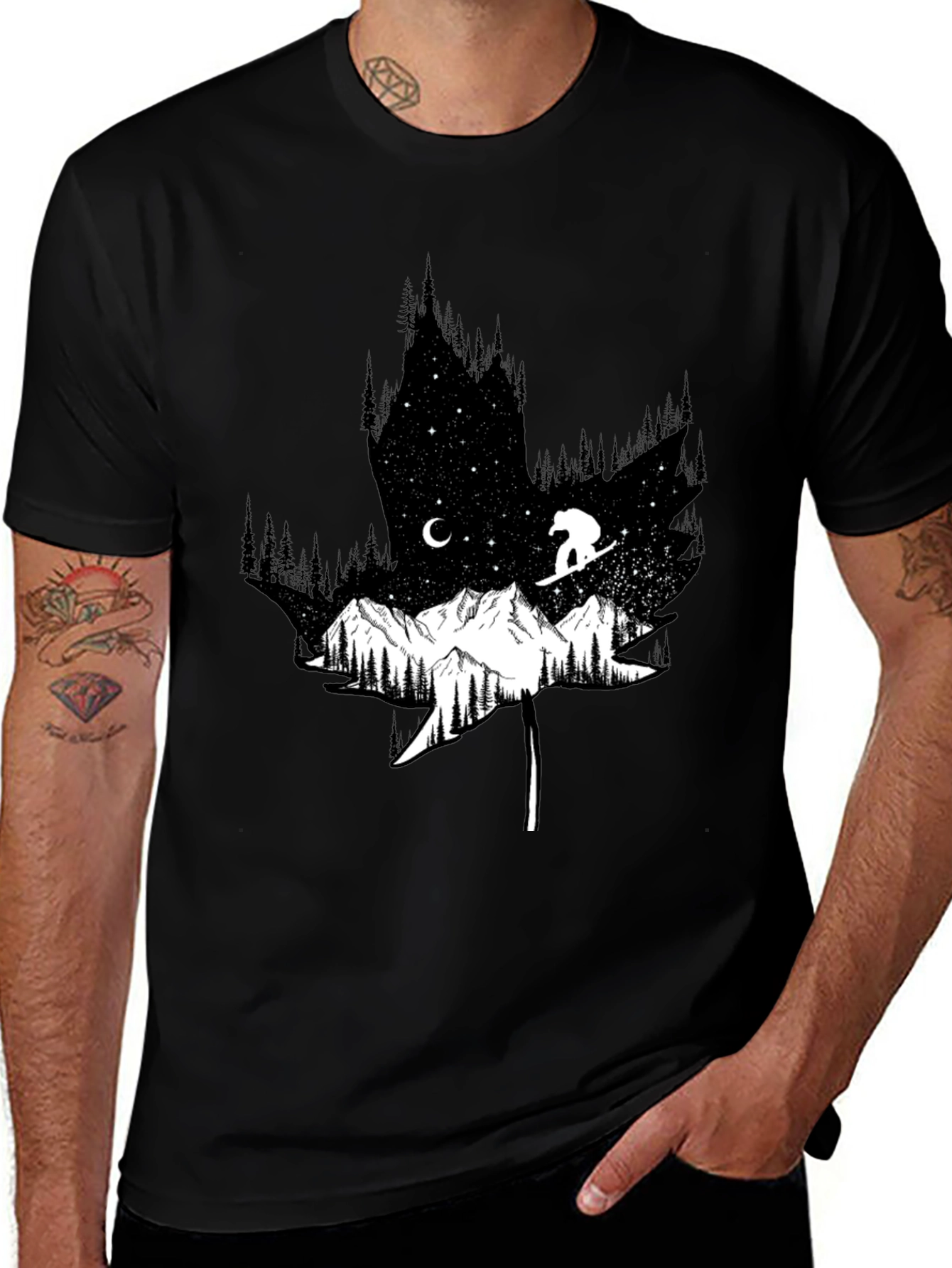 Nature Graphic Tee - Maple Leaf Mountain Design