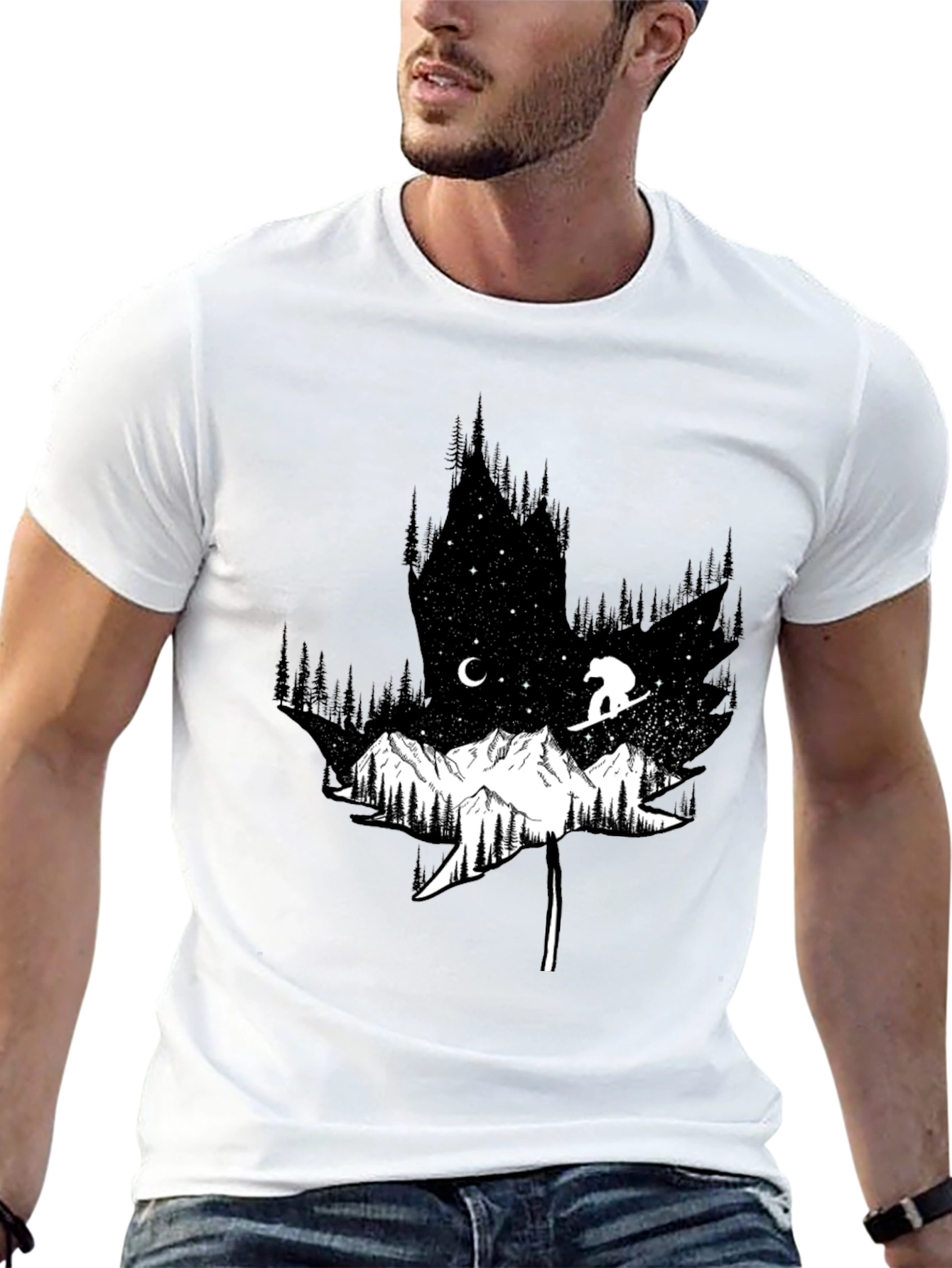 Nature Graphic Tee - Maple Leaf Mountain Design