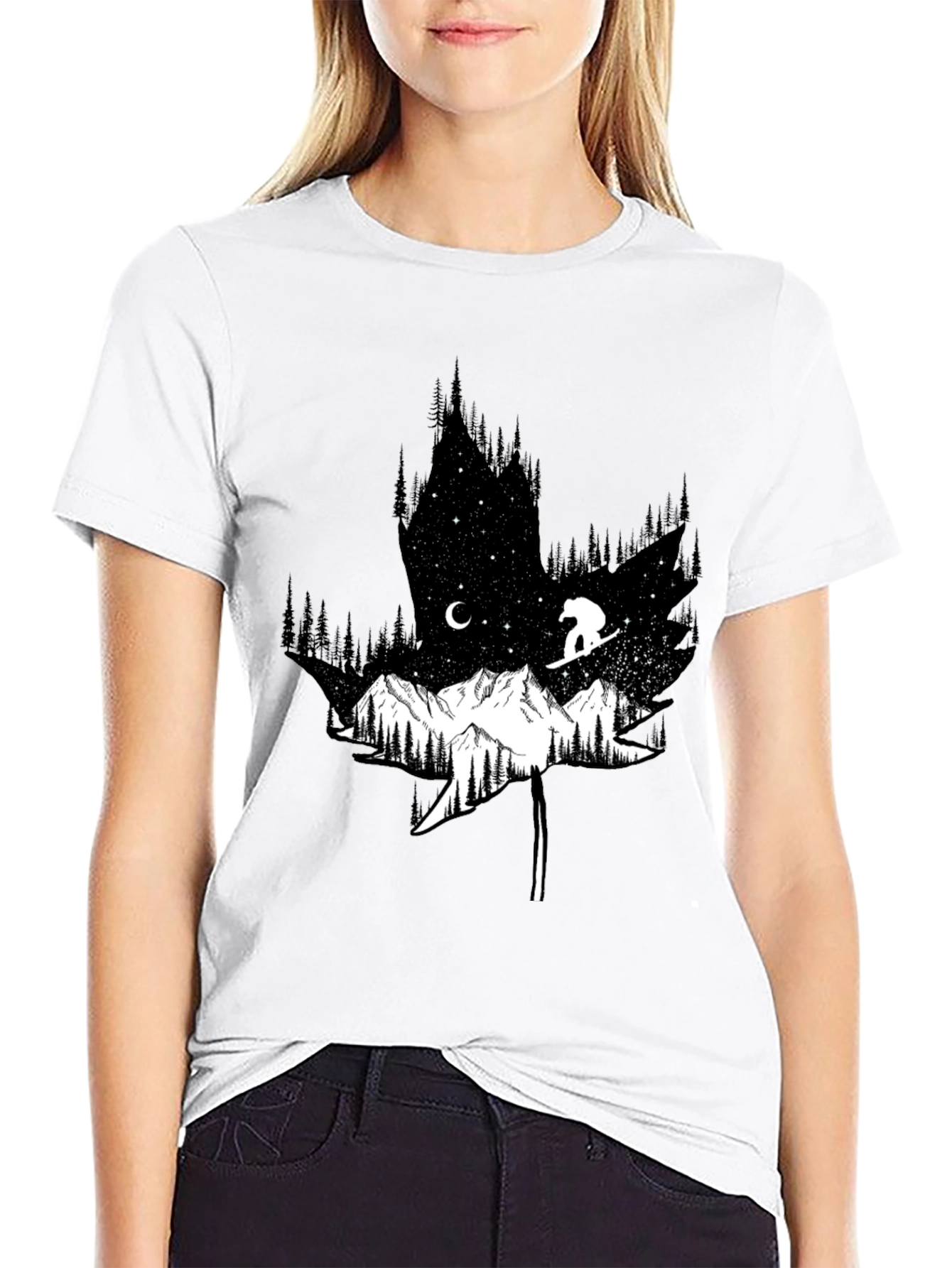 Nature Graphic Tee - Maple Leaf Mountain Design