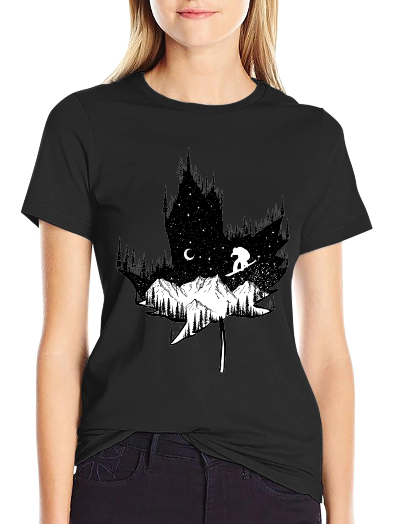 Nature Graphic Tee - Maple Leaf Mountain Design