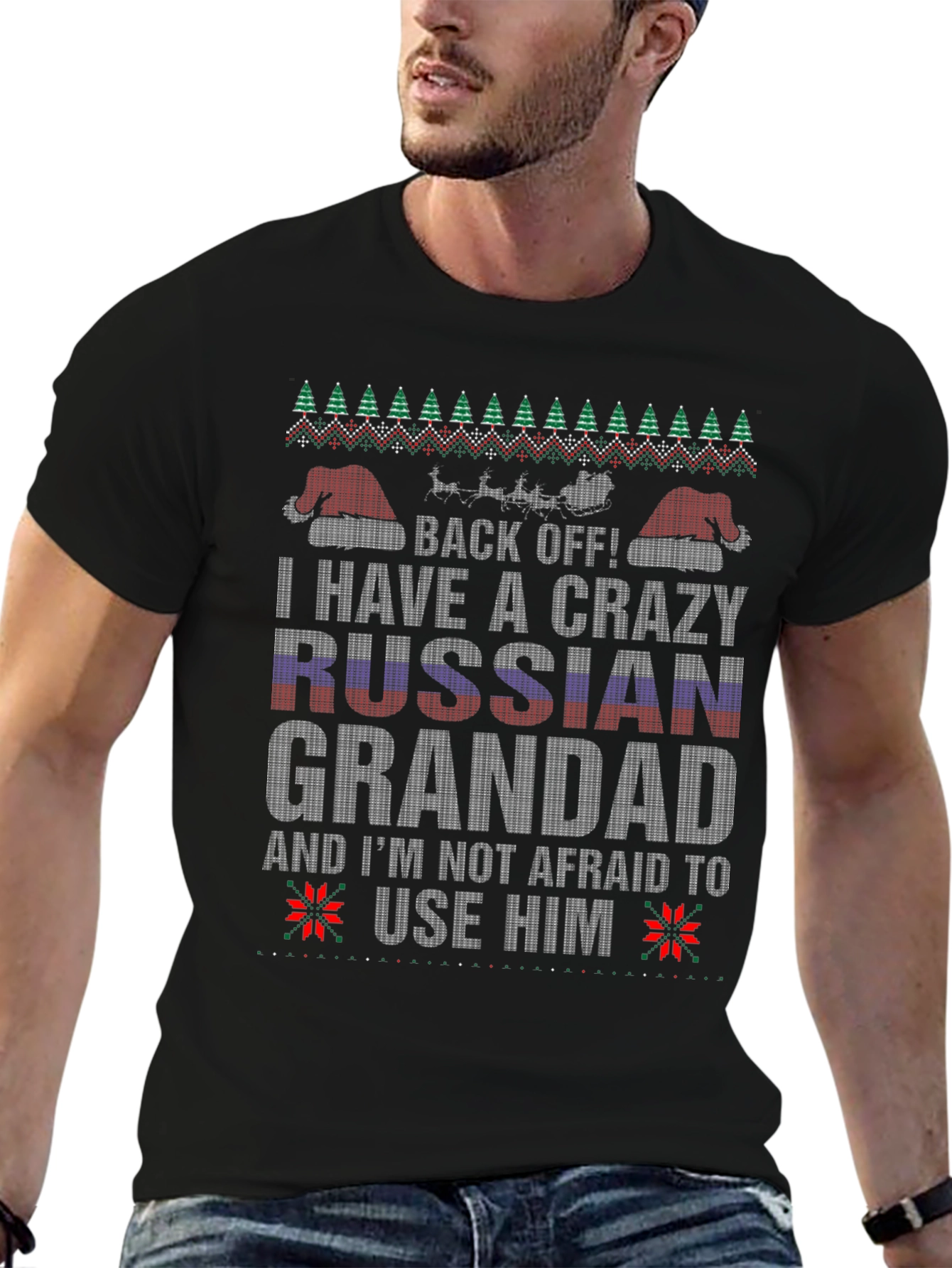 Crazy Russian Grandad Christmas T-Shirt