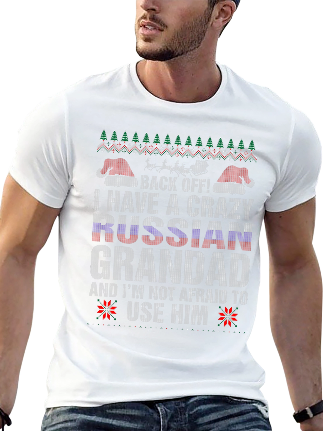 Crazy Russian Grandad Christmas T-Shirt