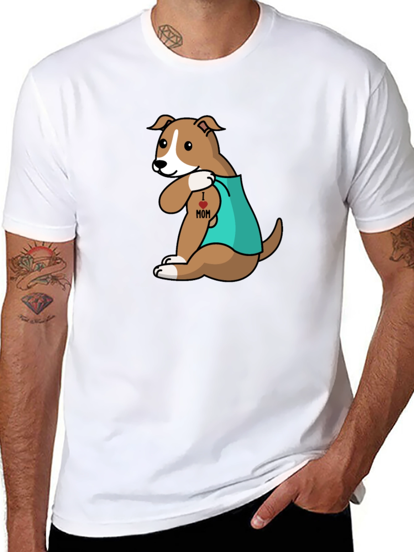 Dog I Heart Mom Tattoo T-Shirt