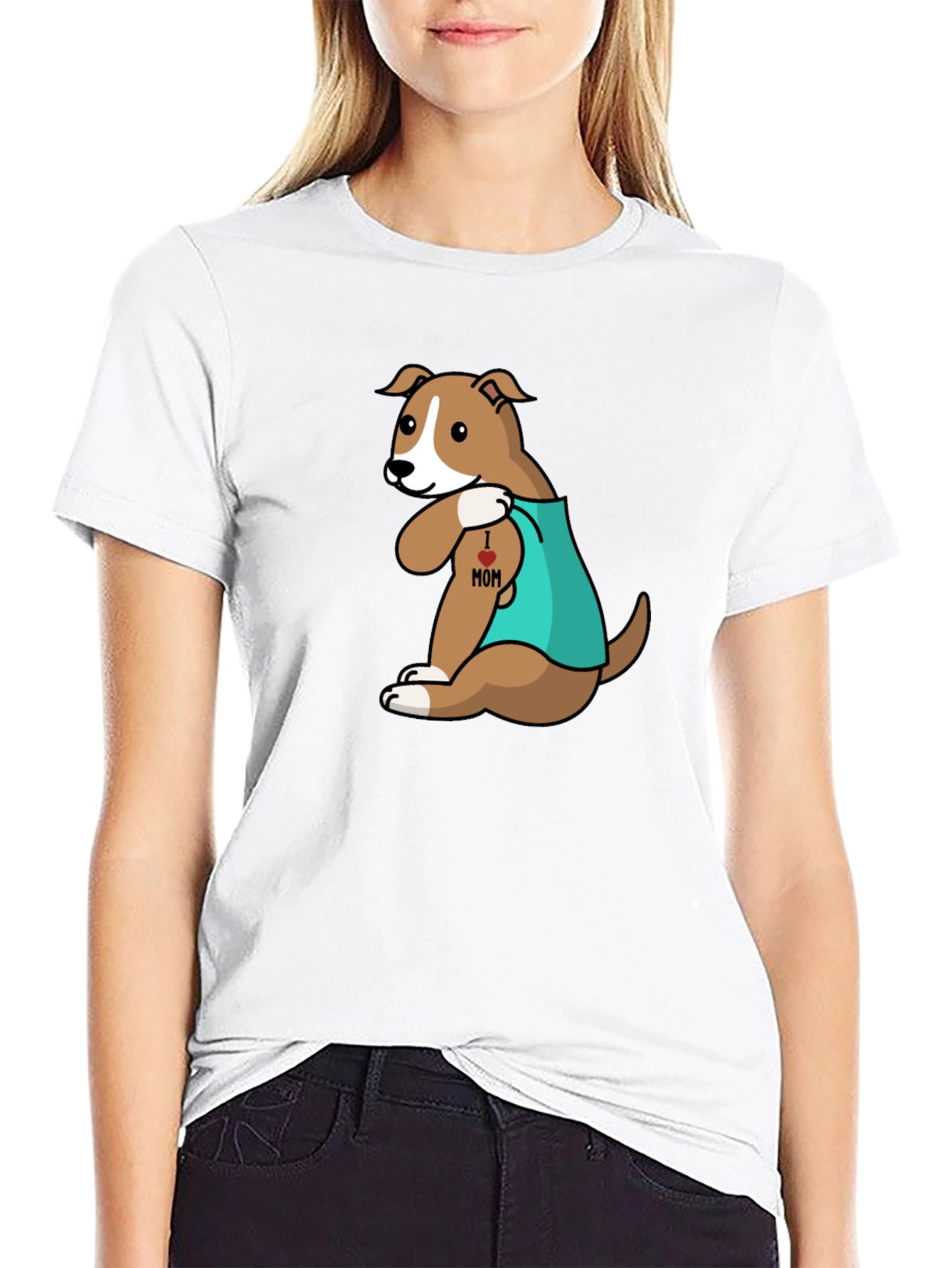 Dog I Heart Mom Tattoo T-Shirt