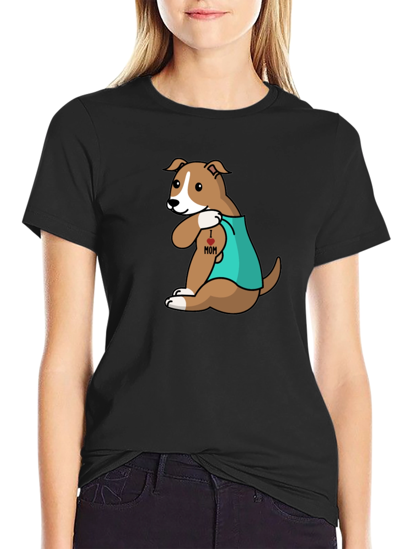 Dog I Heart Mom Tattoo T-Shirt