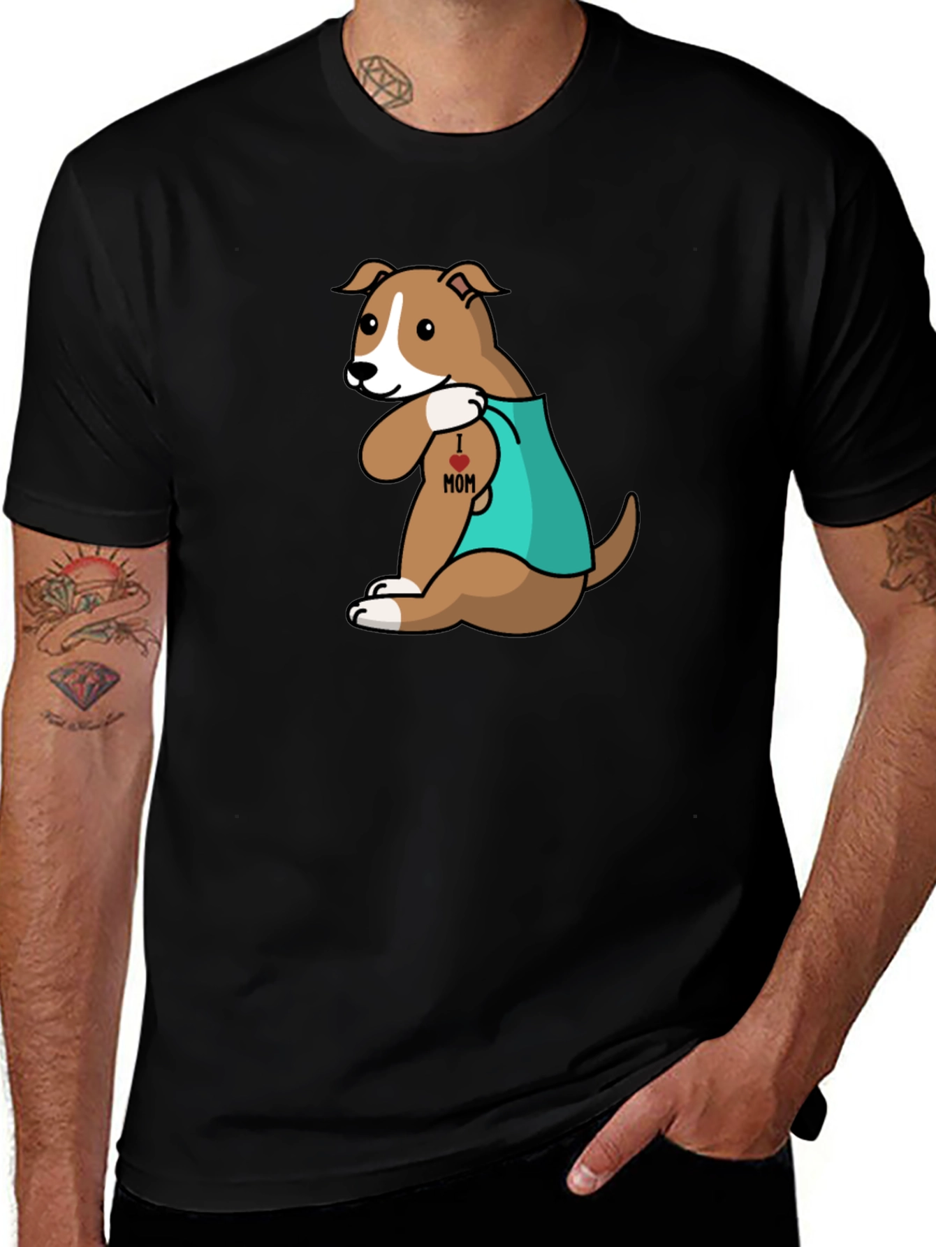 Dog I Heart Mom Tattoo T-Shirt