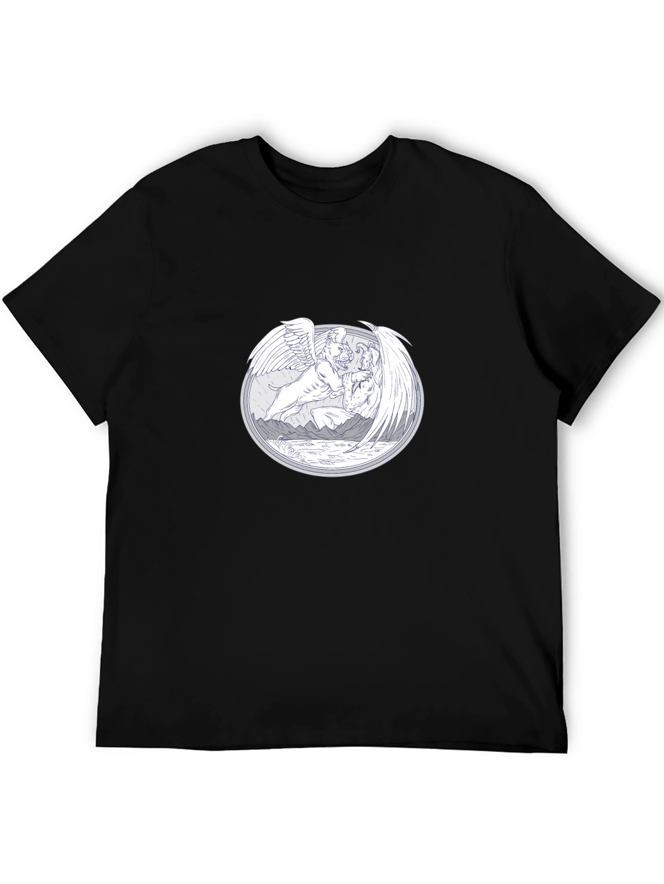 Unique Graphic T-Shirt - Mythical Winged Design