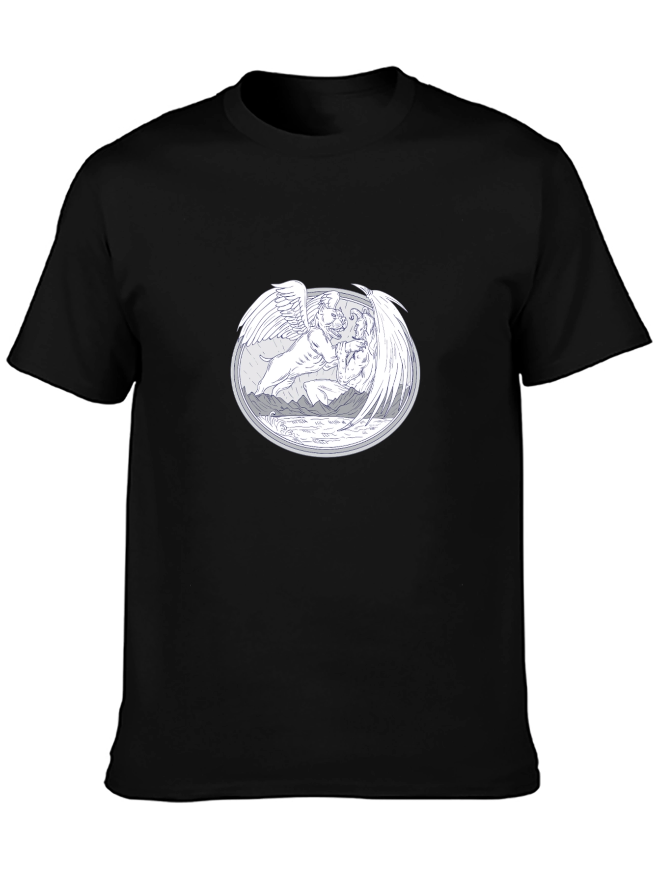 Unique Graphic T-Shirt - Mythical Winged Design