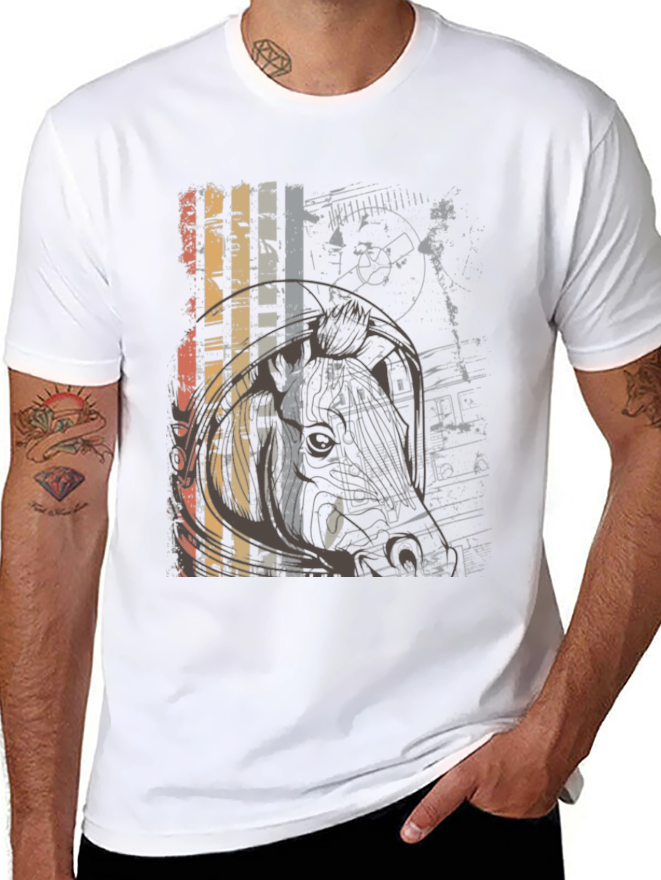 Retro Graphic Print Crew Neck T-Shirt