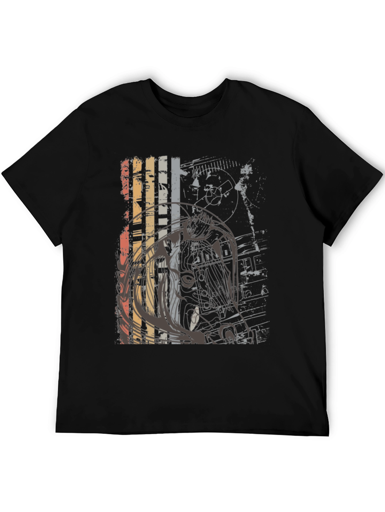 Retro Graphic Print Crew Neck T-Shirt