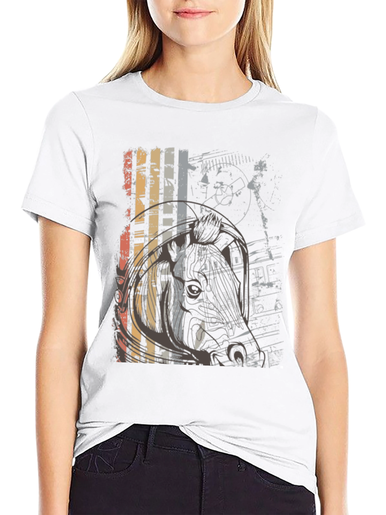 Retro Graphic Print Crew Neck T-Shirt