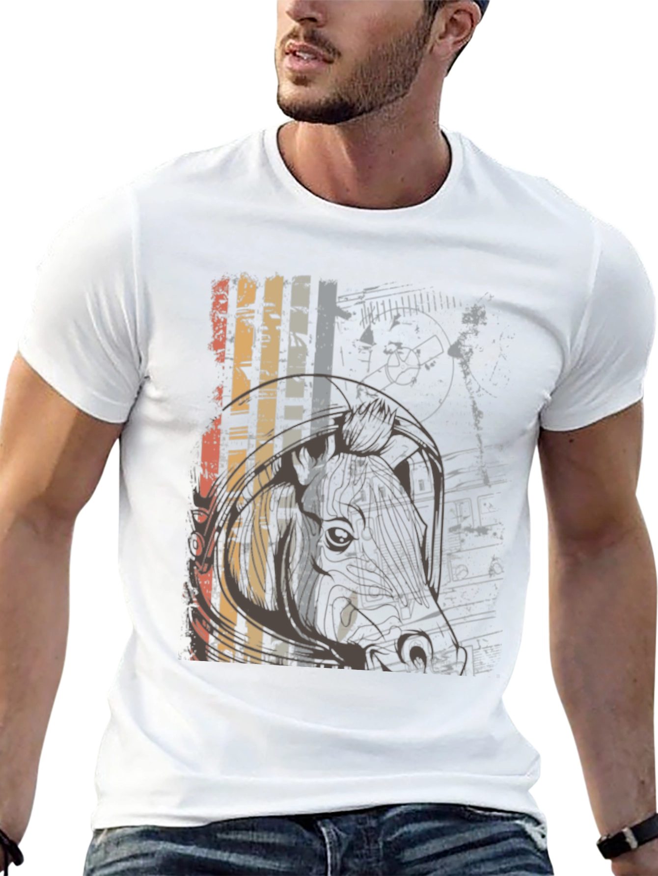 Retro Graphic Print Crew Neck T-Shirt