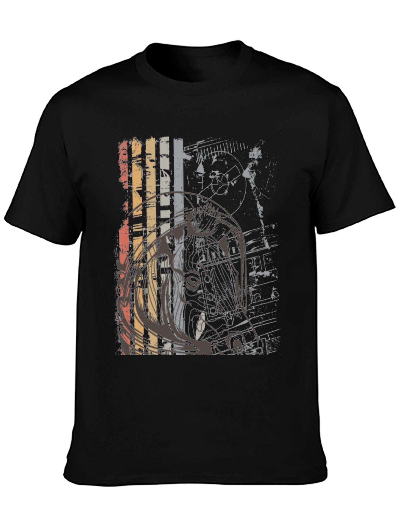 Retro Graphic Print Crew Neck T-Shirt