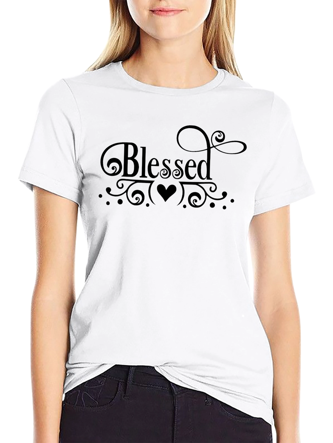 Blessed Heart Tee - Stylish Black Graphic T-Shirt