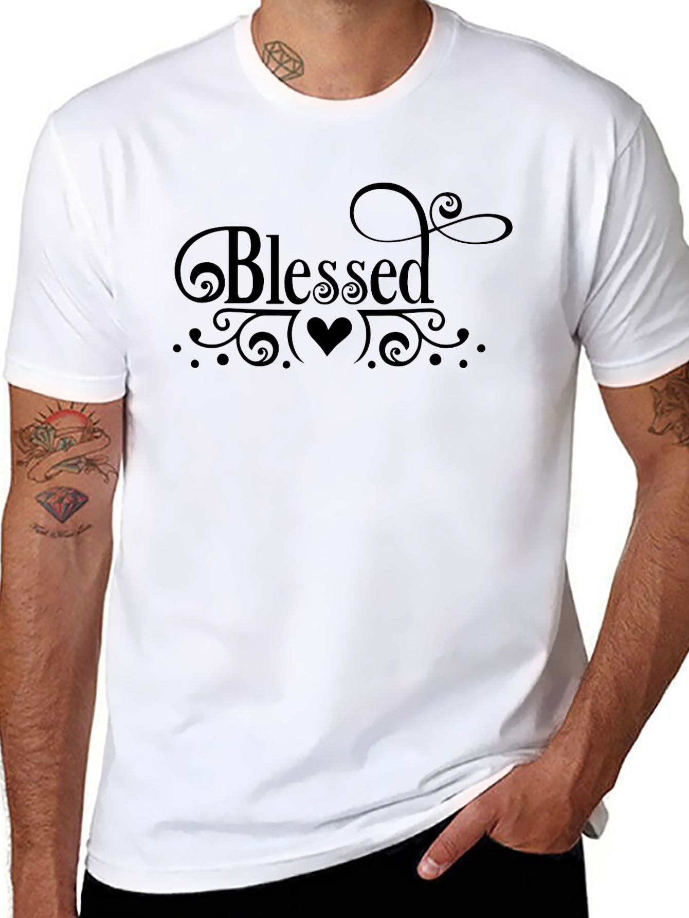 Blessed Heart Tee - Stylish Black Graphic T-Shirt