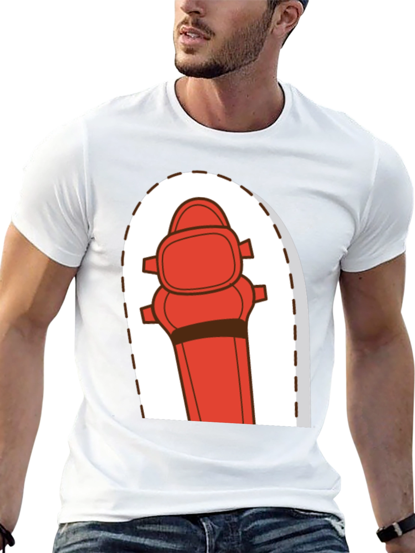 Cartoon Fire Hydrant Graphic Tee - Black
