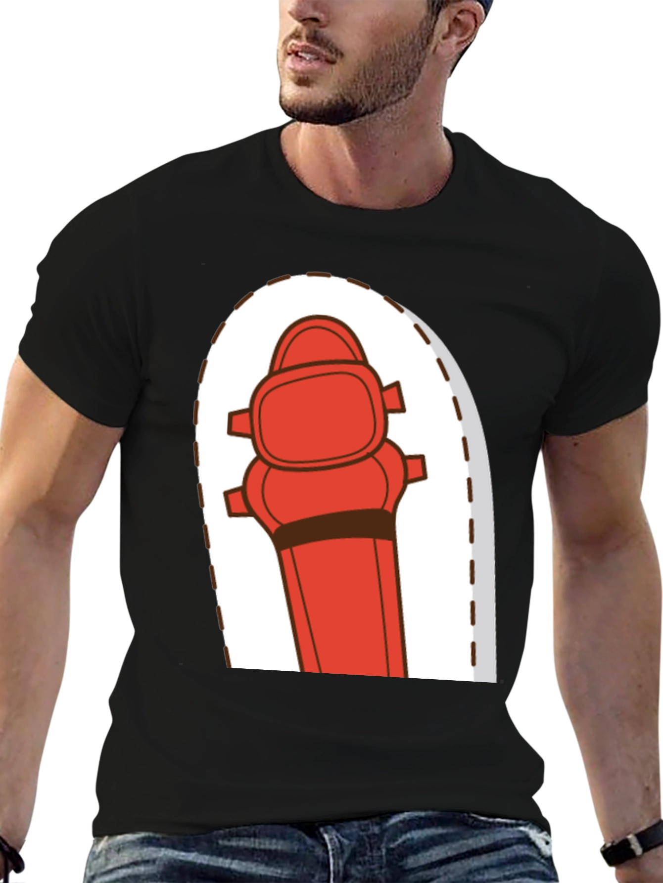 Cartoon Fire Hydrant Graphic Tee - Black
