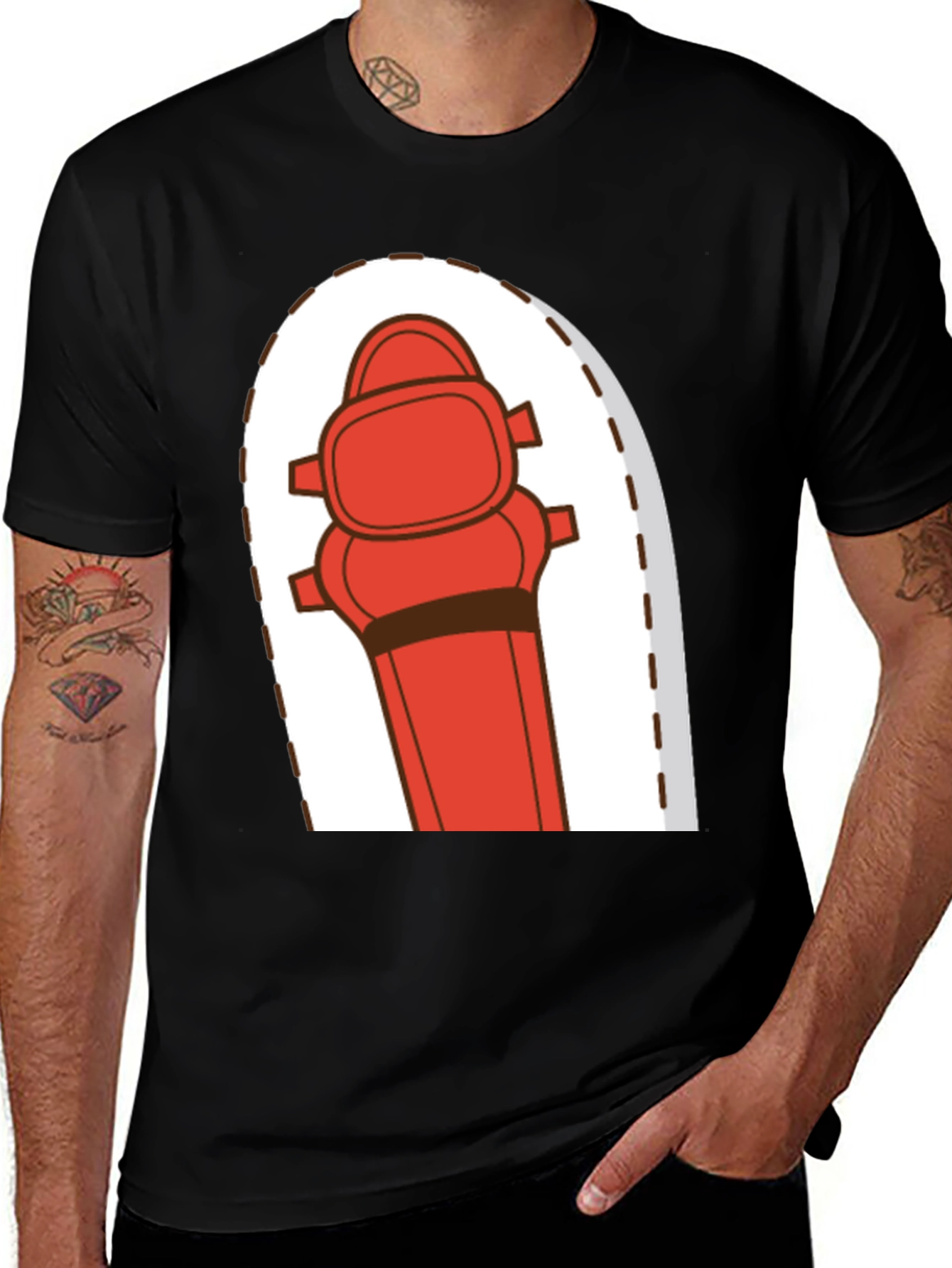 Cartoon Fire Hydrant Graphic Tee - Black