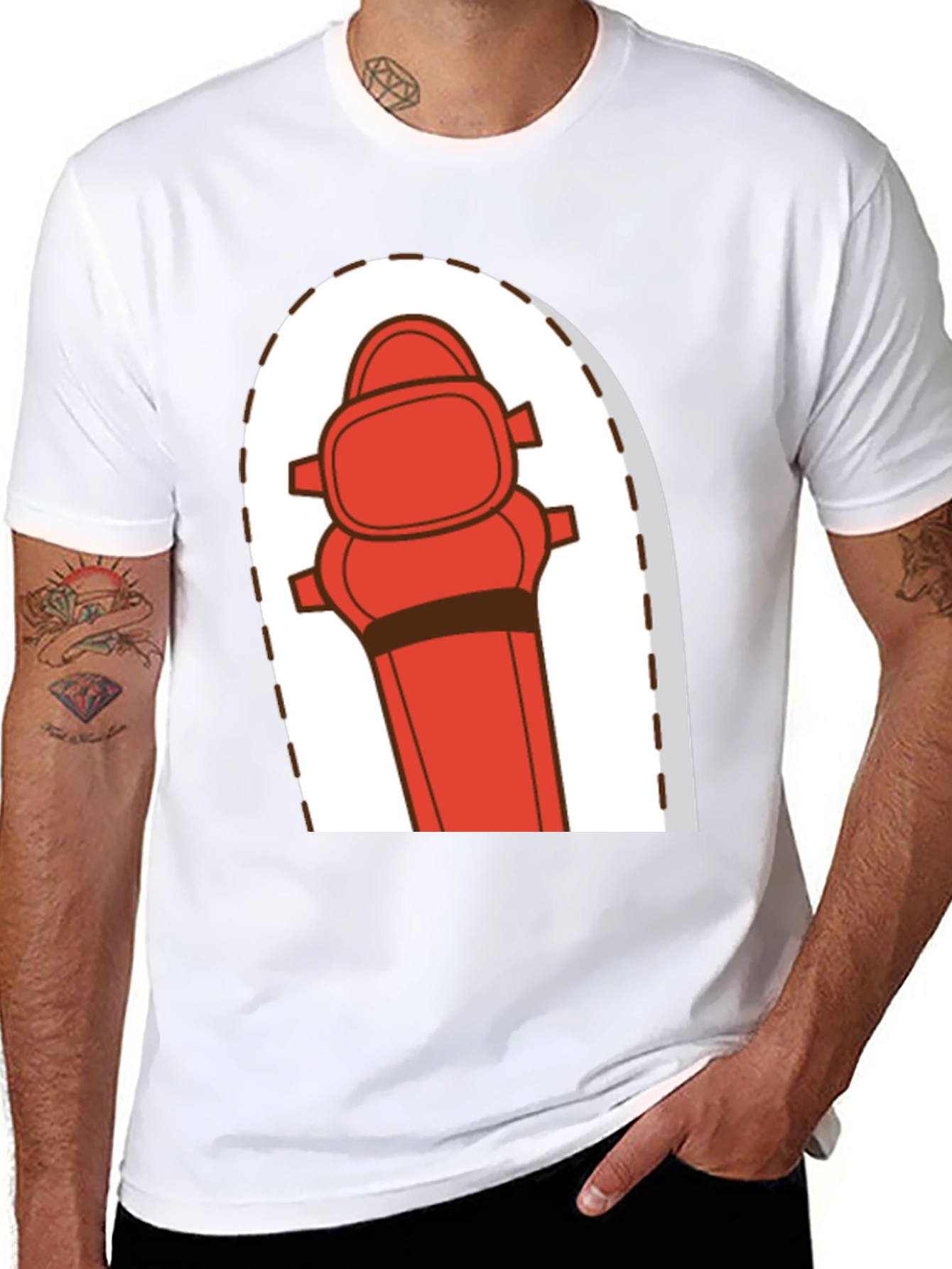 Cartoon Fire Hydrant Graphic Tee - Black