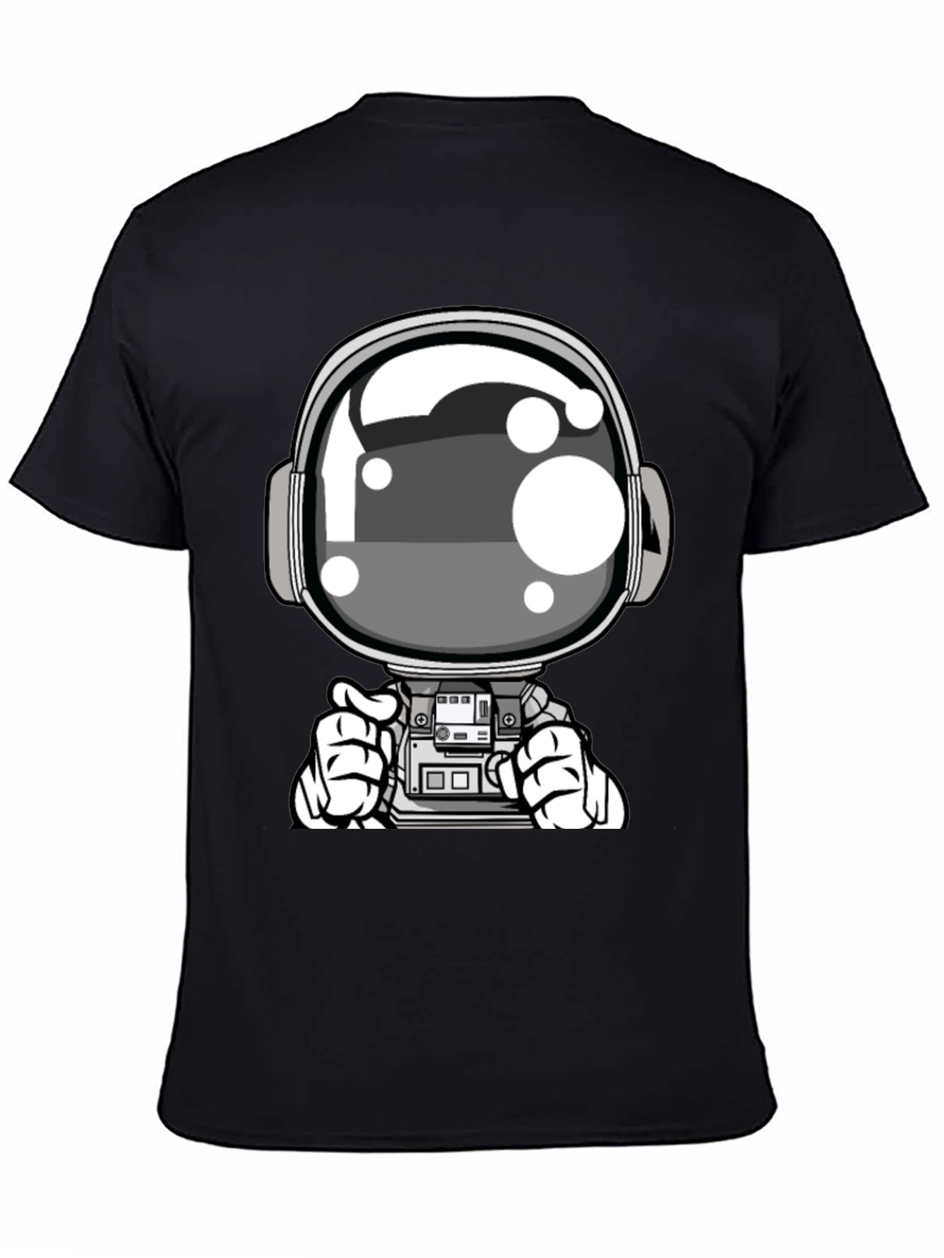 Cool Astronaut Graphic Tee - Black Casual T-Shirt