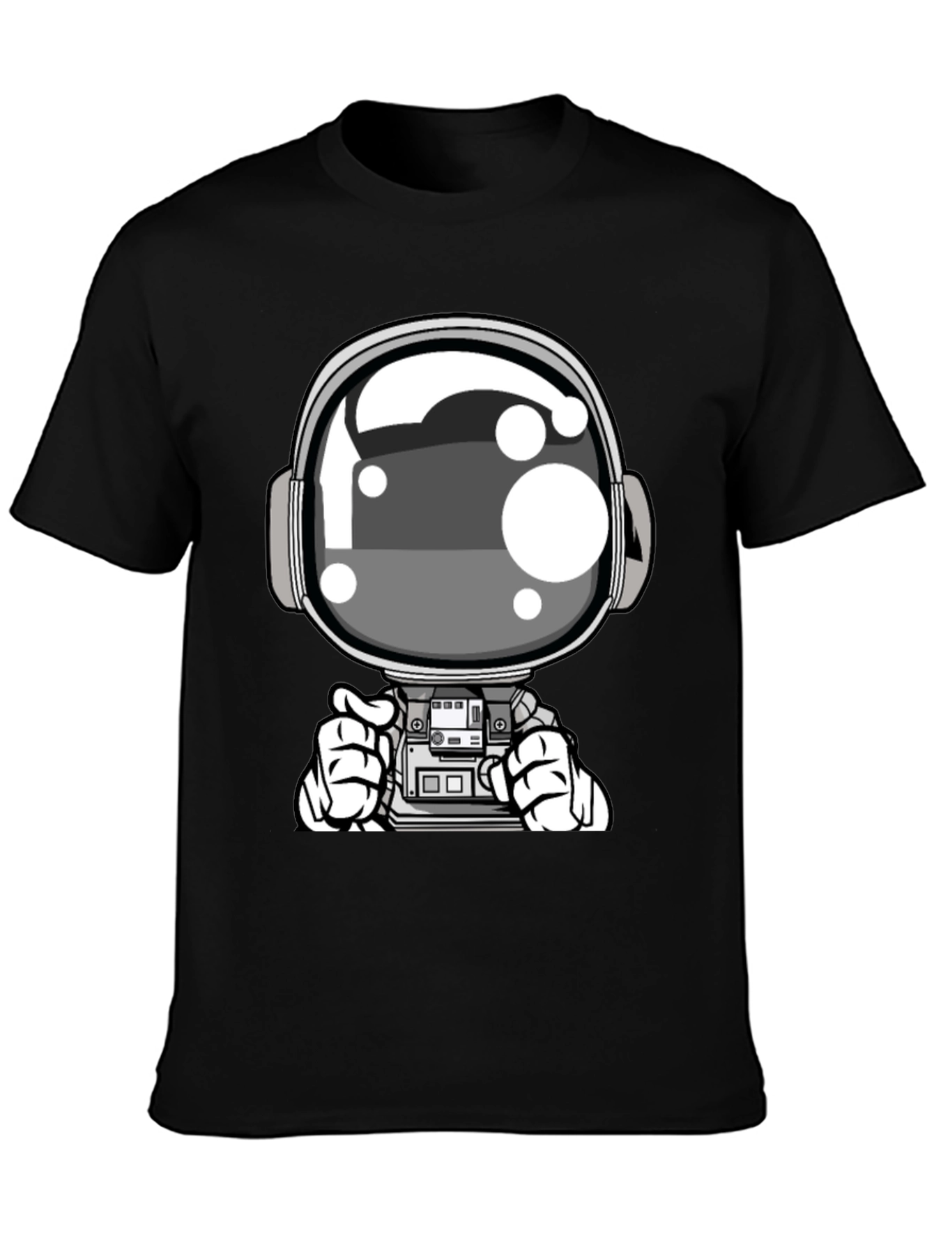 Cool Astronaut Graphic Tee - Black Casual T-Shirt
