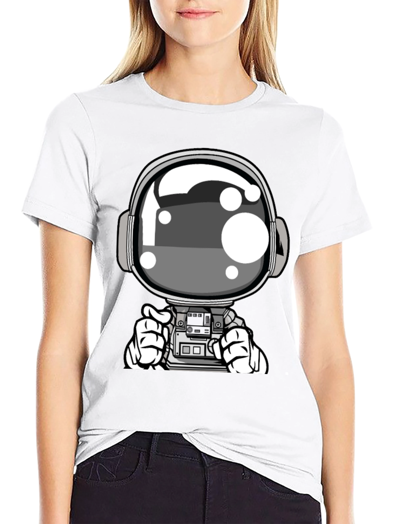 Cool Astronaut Graphic Tee - Black Casual T-Shirt