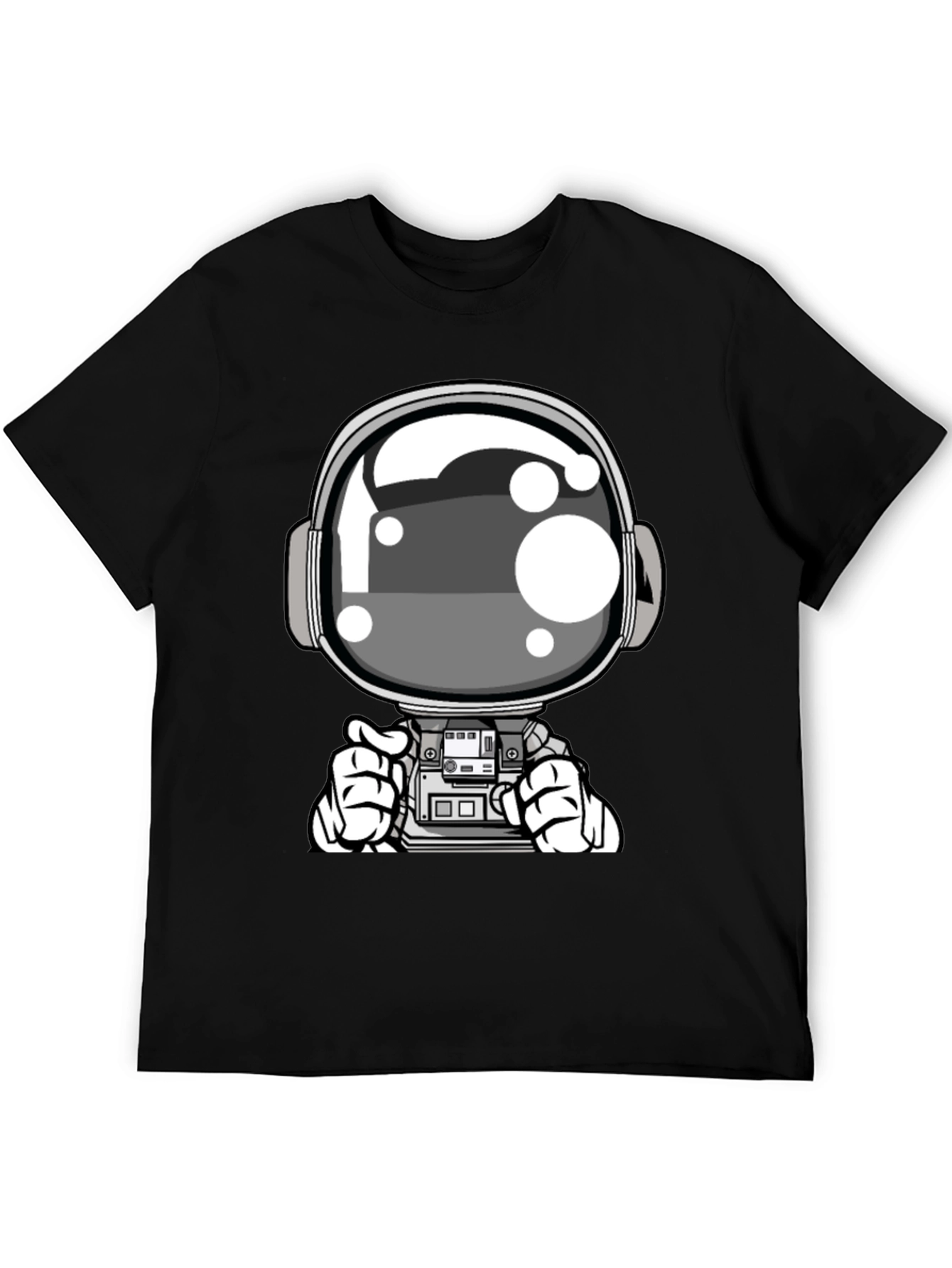 Cool Astronaut Graphic Tee - Black Casual T-Shirt