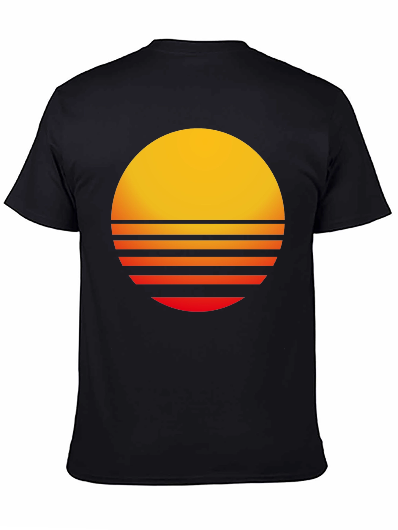 Retro Sunset Graphic Tee - Black Casual T-Shirt