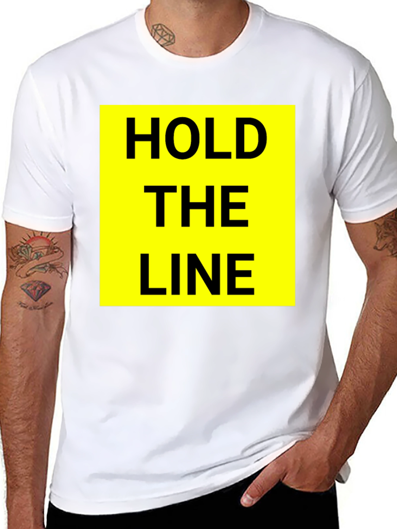 Hold The Line Graphic Tee - Black Cotton T-Shirt