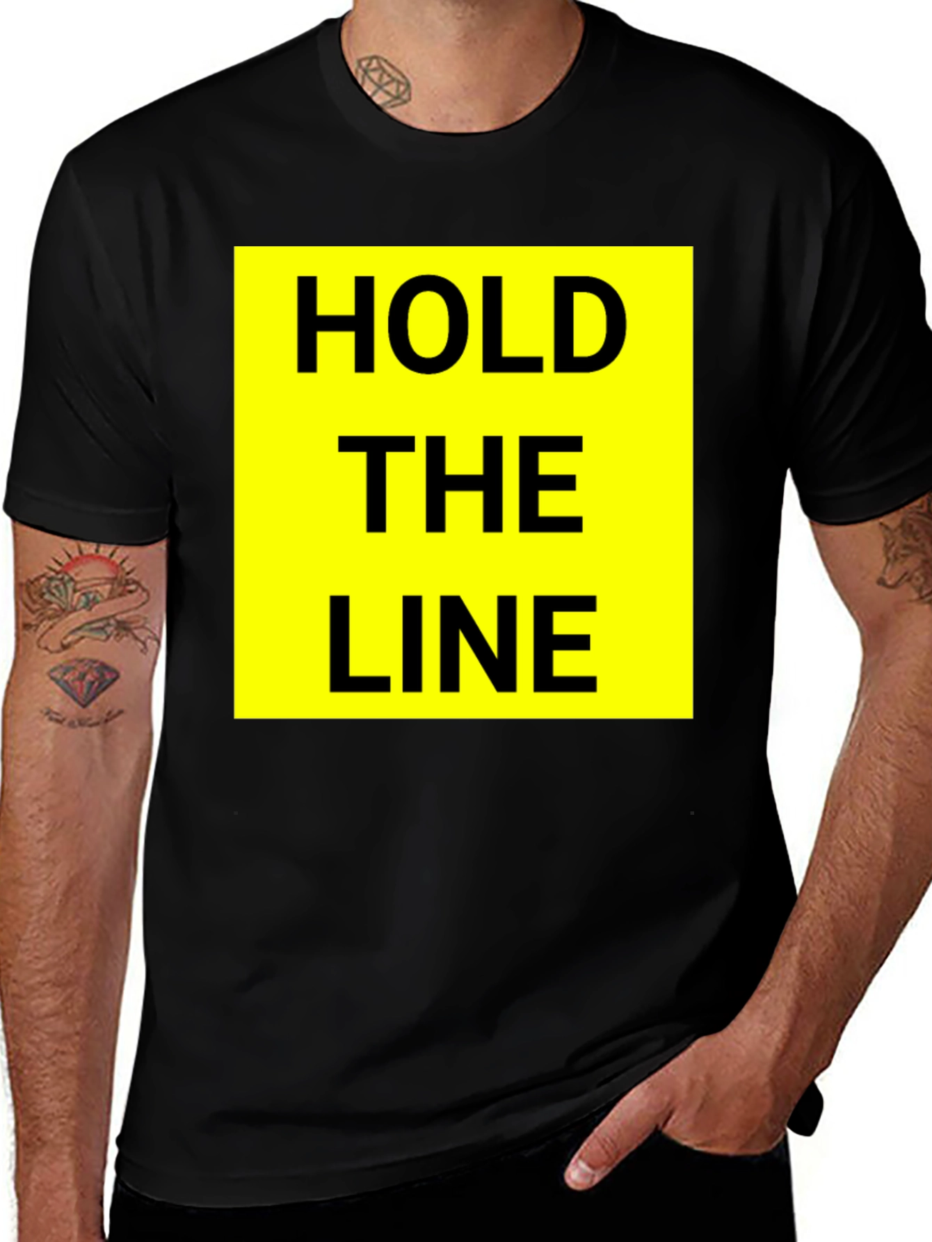 Hold The Line Graphic Tee - Black Cotton T-Shirt