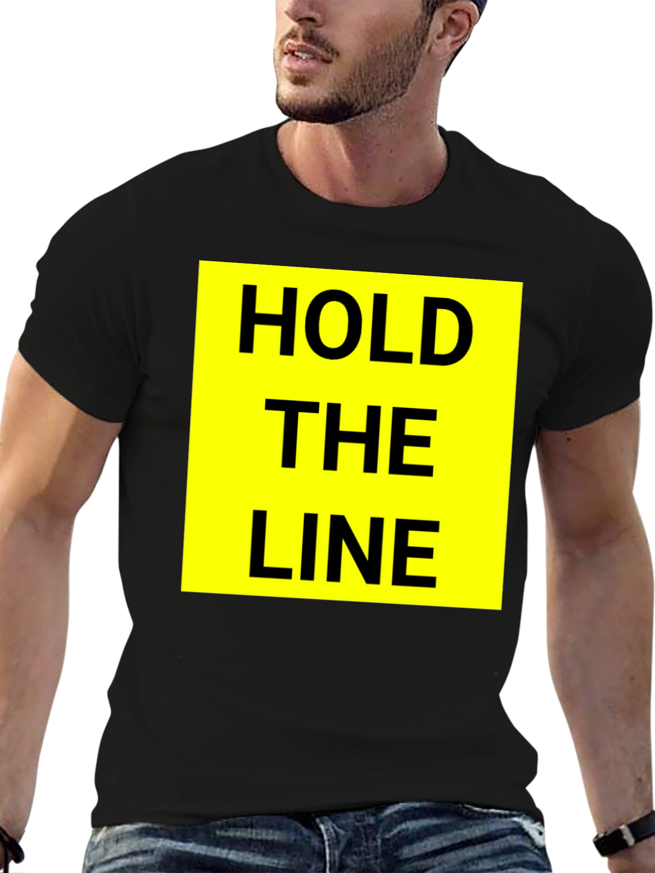 Hold The Line Graphic Tee - Black Cotton T-Shirt