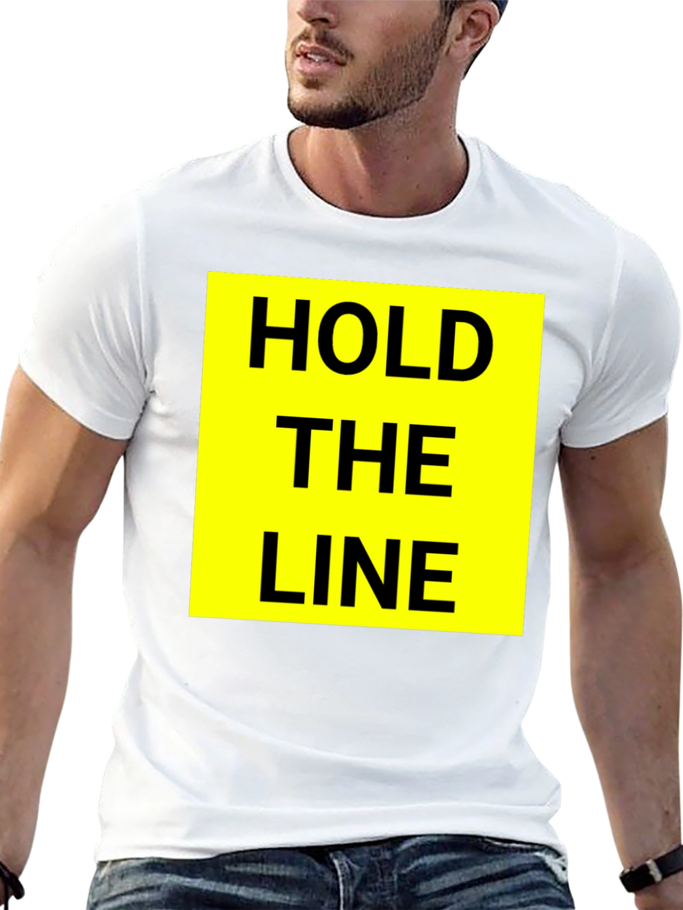 Hold The Line Graphic Tee - Black Cotton T-Shirt
