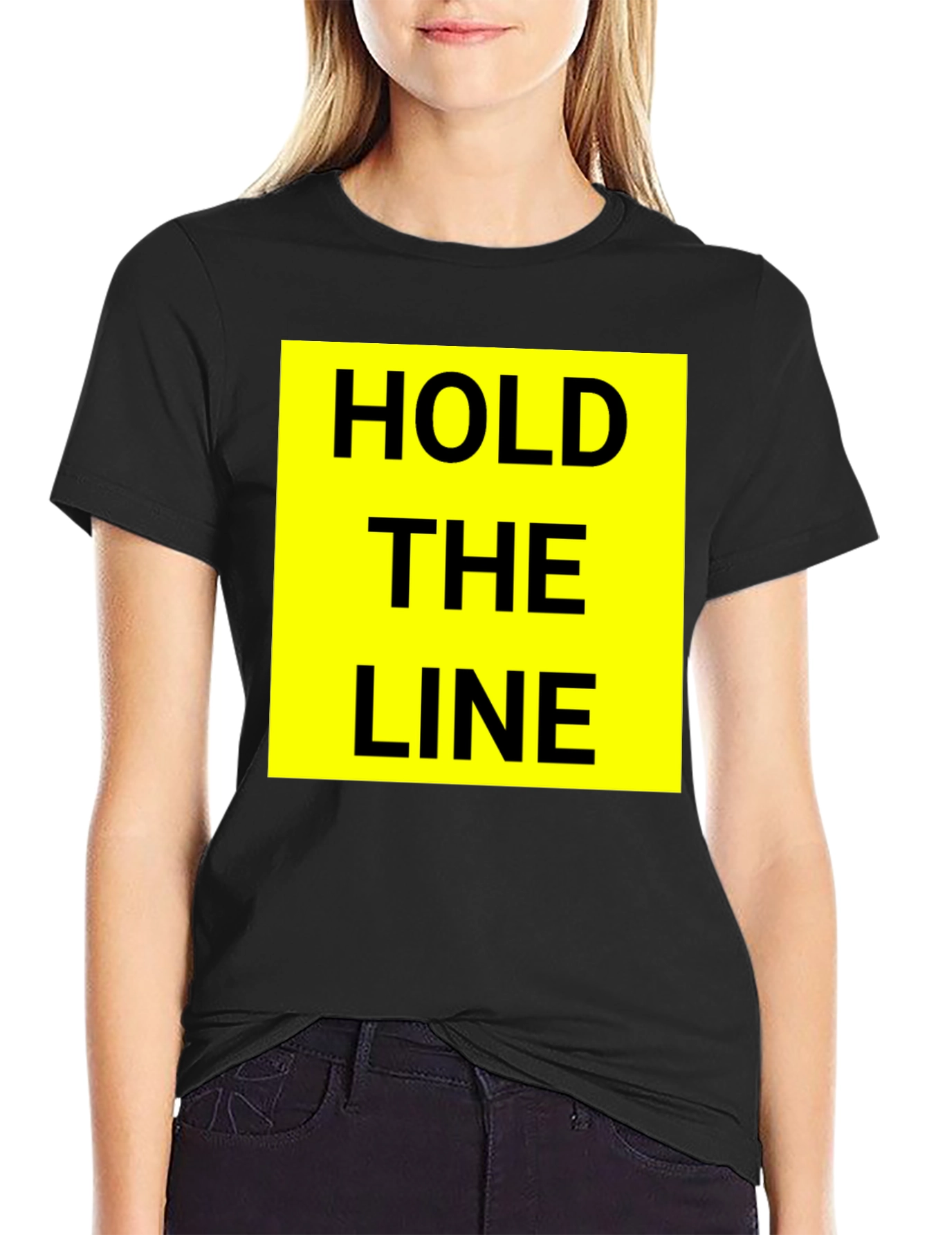 Hold The Line Graphic Tee - Black Cotton T-Shirt