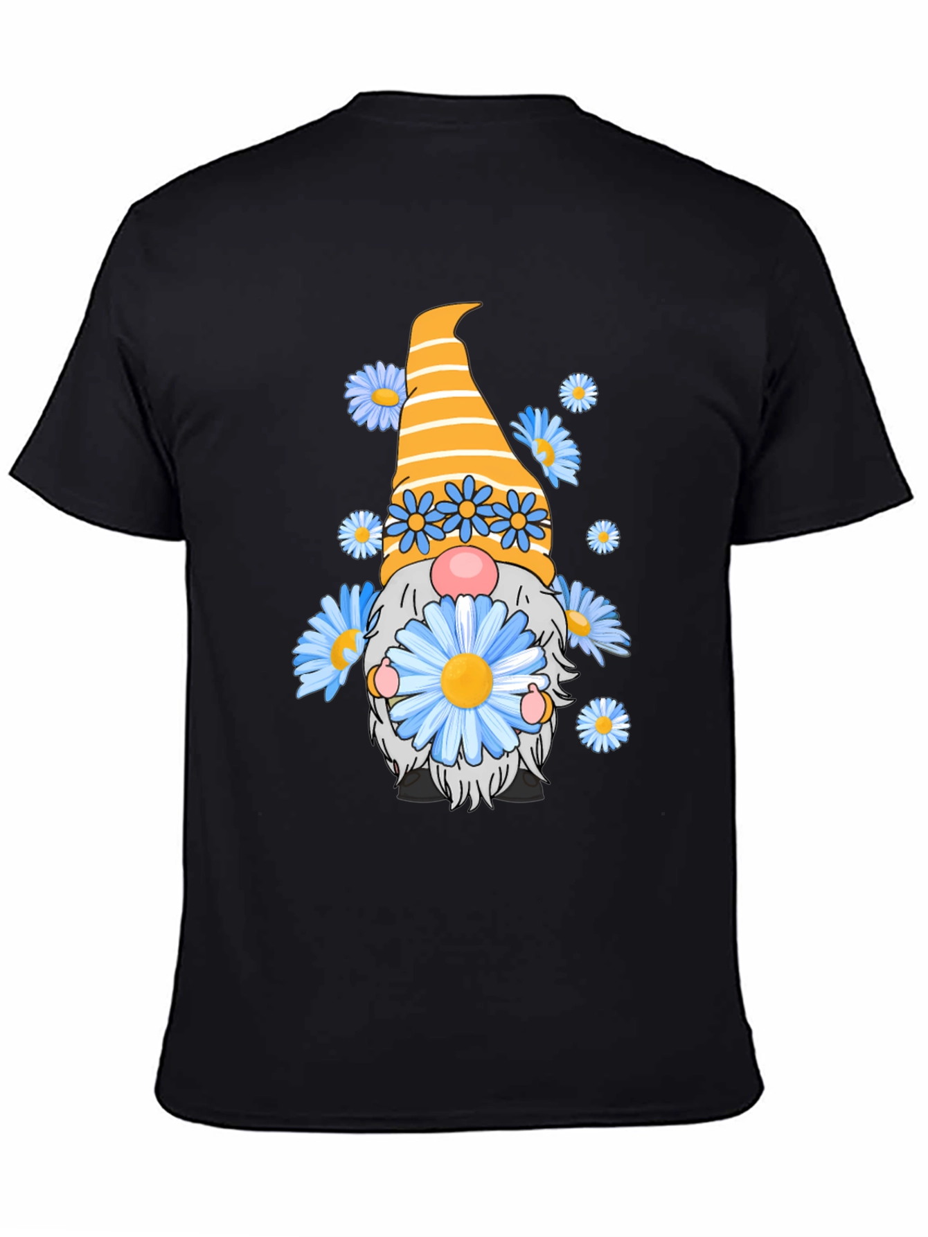 Daisy Gnome Graphic Tee - Whimsical Black T-Shirt