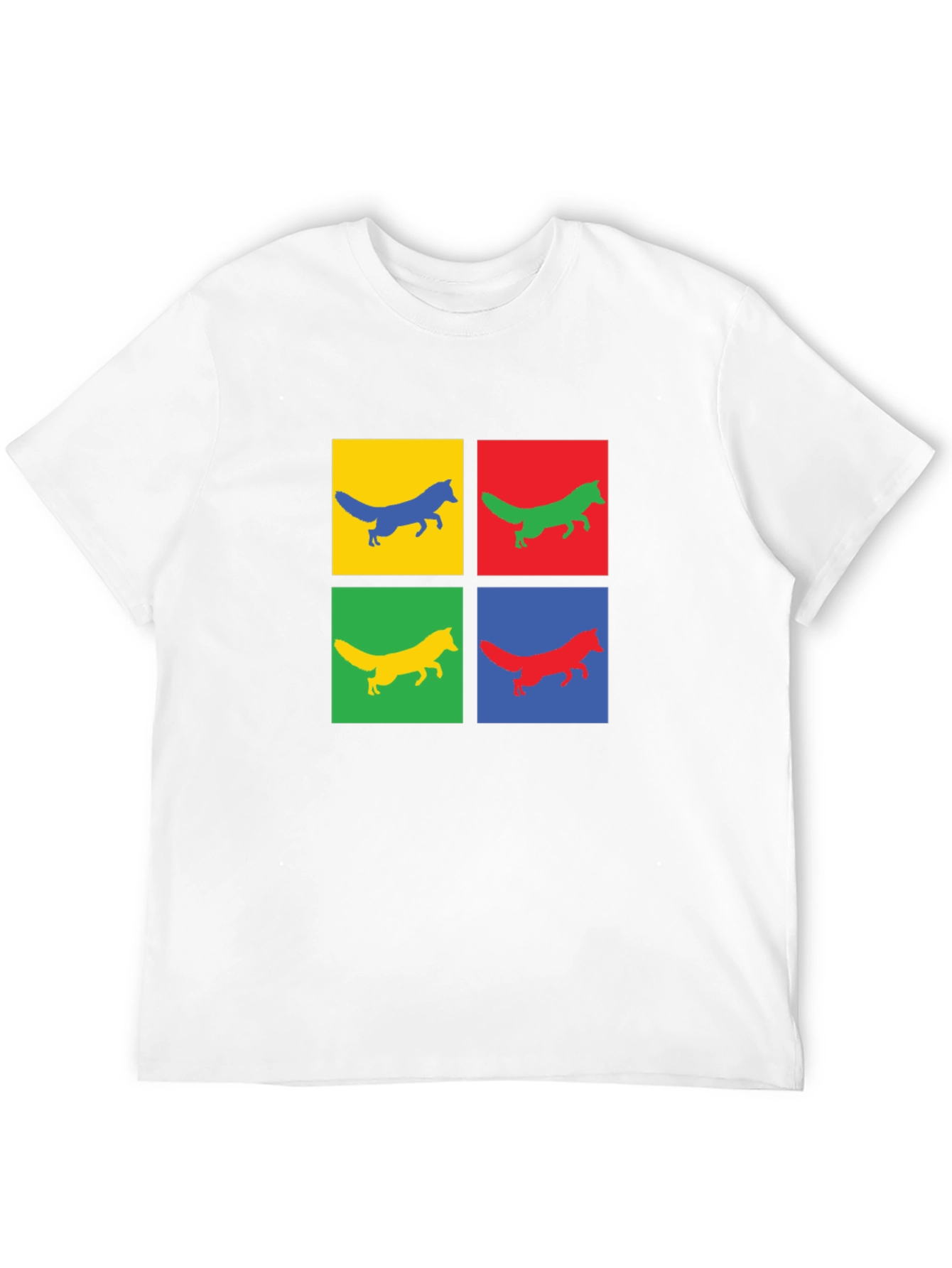 Pop Art Fox Graphic Tee - Black Cotton T-Shirt