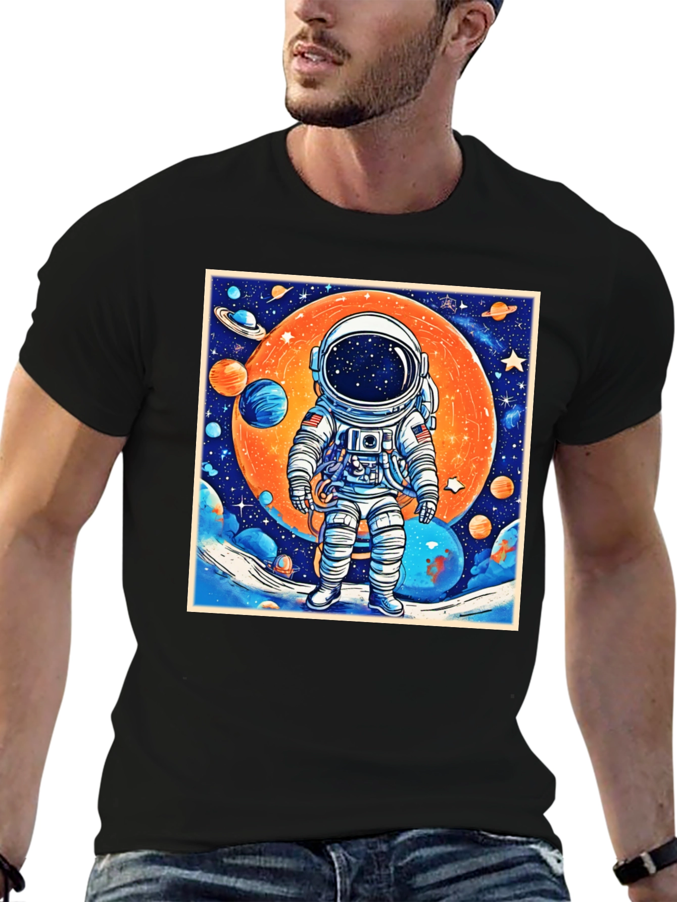Astronaut Galaxy Graphic Tee - Black